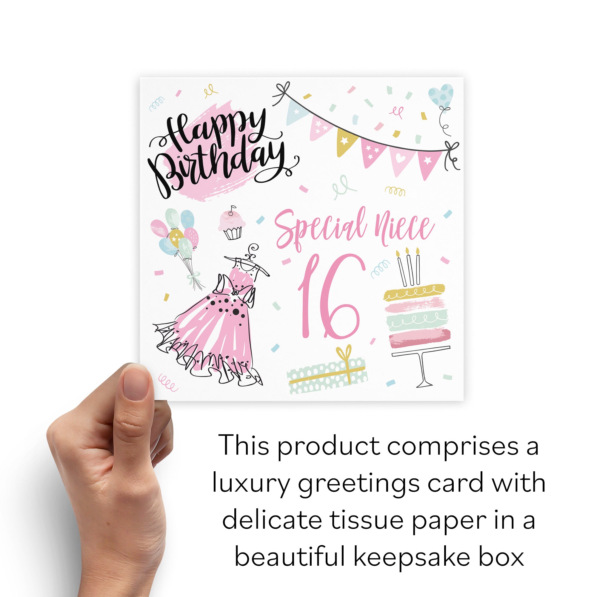 Boxed 16th Niece Birthday Card Party - Default Title (B0D5RQJ5KG)