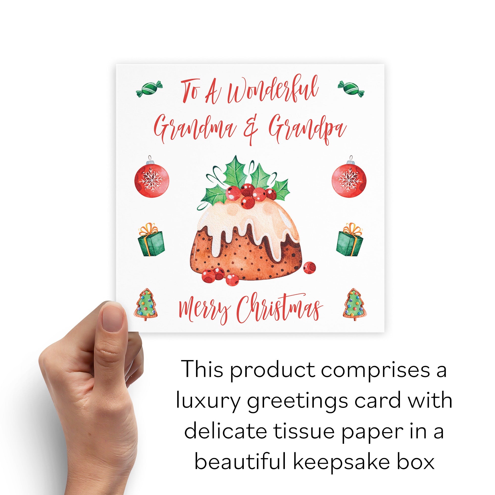 Boxed Grandma And Grandpa Christmas Pudding Card - Default Title (B0D5RQK7N8)