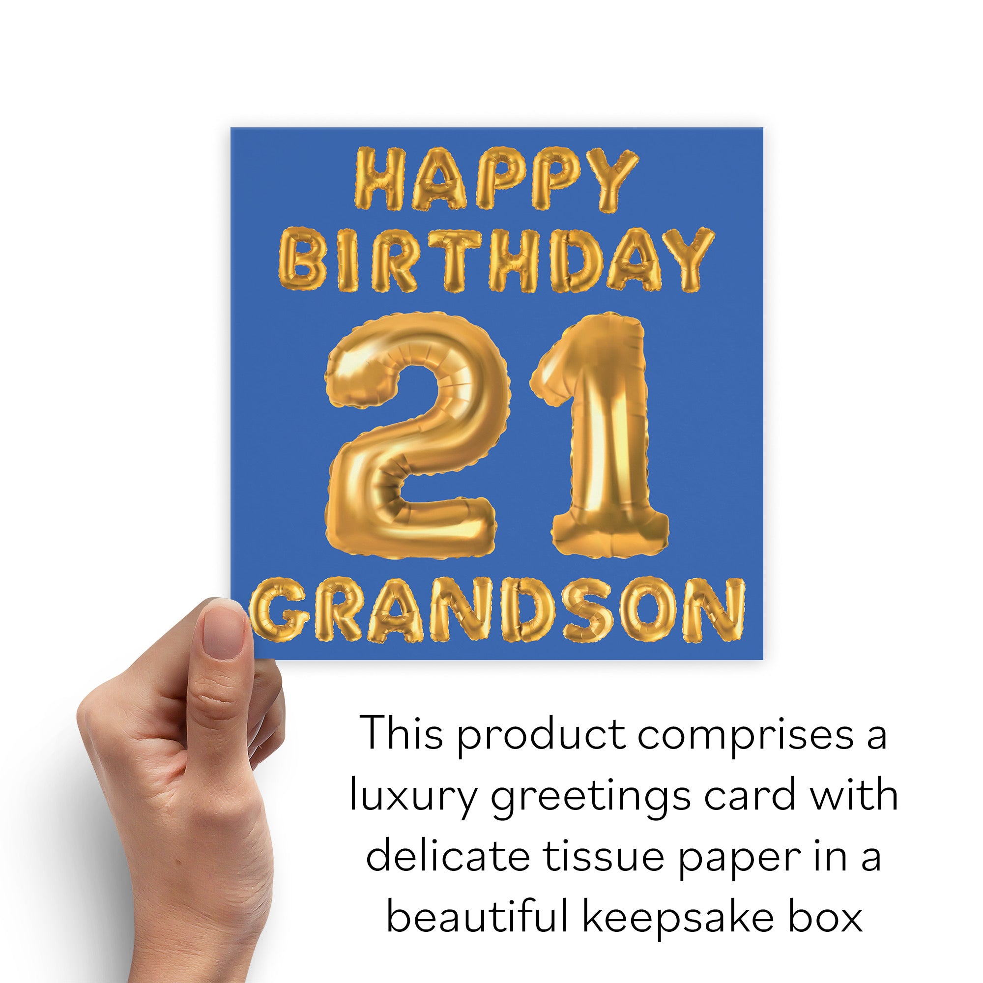 Boxed 21st Grandson Birthday Card Balloon - Default Title (B0D5RQKLK4)