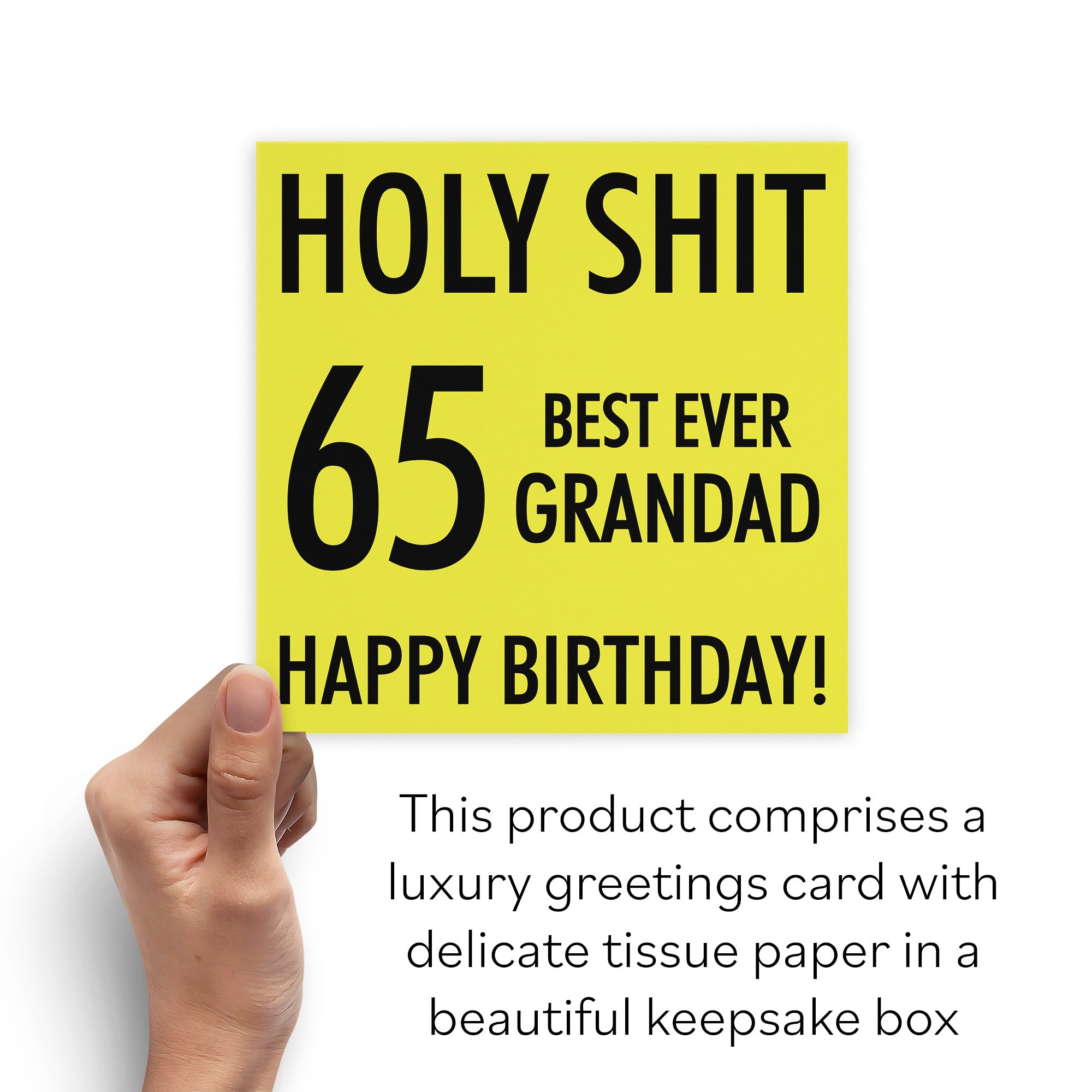 Boxed 65th Grandad Birthday Card Holy Shit - Default Title (B0D5RQPZ56)