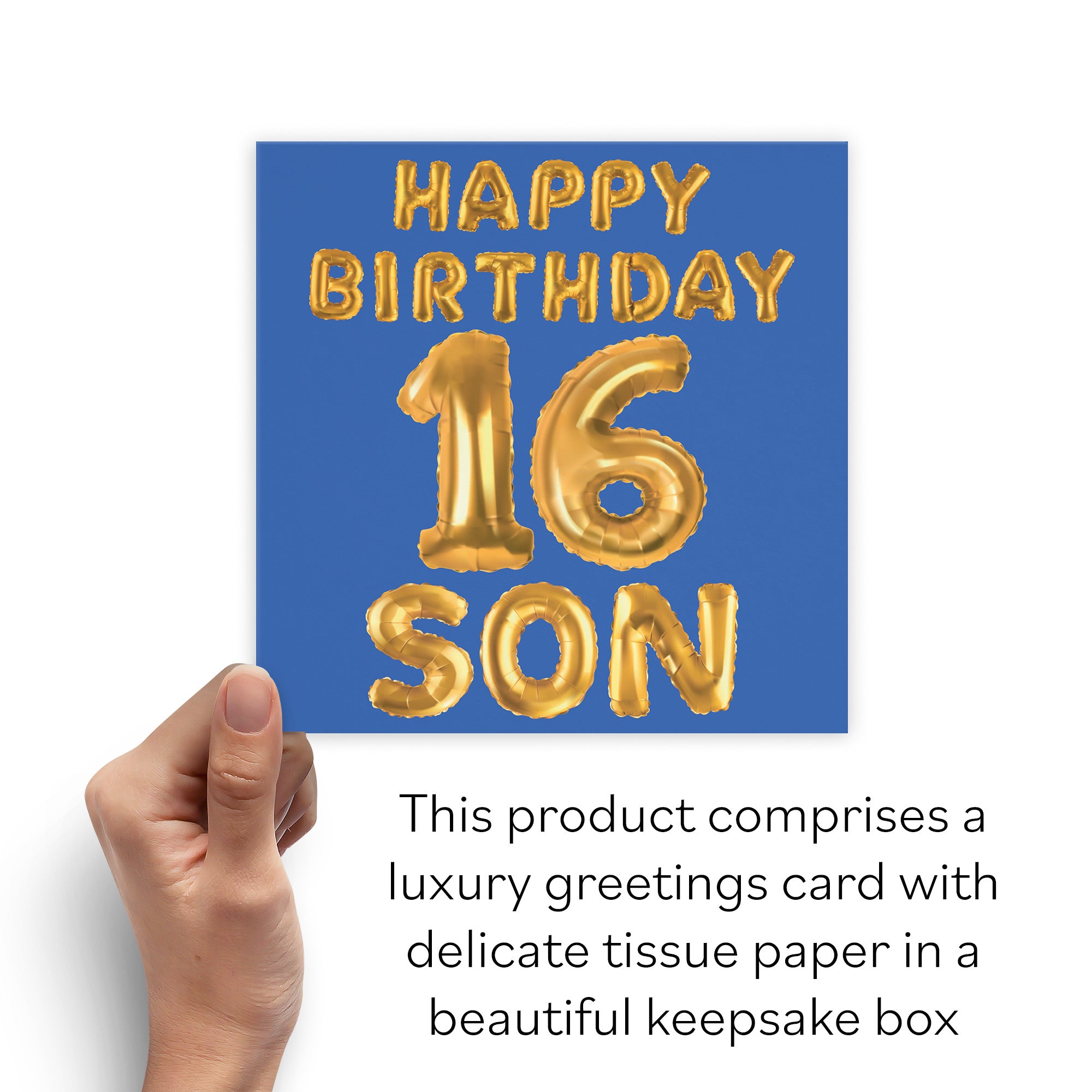 Boxed 16th Son Birthday Card Balloon - Default Title (B0D5RRFW9L)