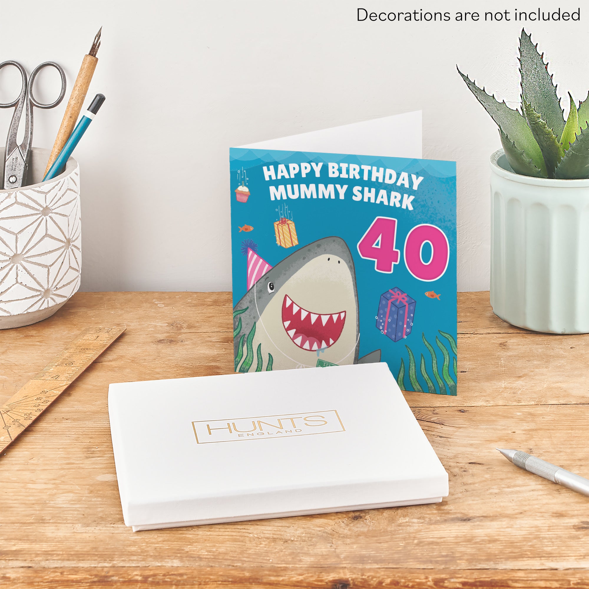 Boxed 40th Mummy Cute Shark Birthday Card Ocean - Default Title (B0D5RSFB71)