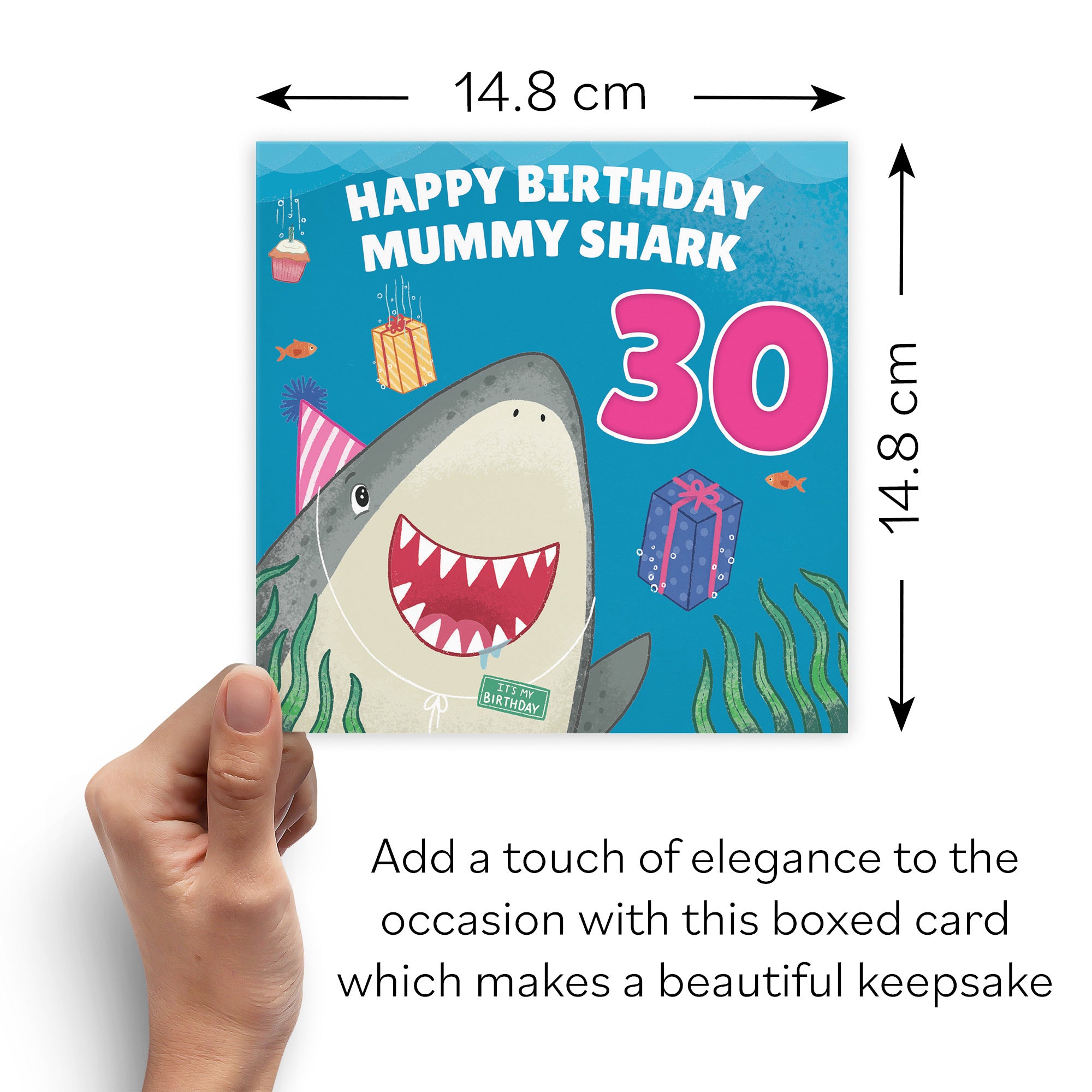 Boxed 30th Mummy Cute Shark Birthday Card Ocean - Default Title (B0D5RSFZ39)