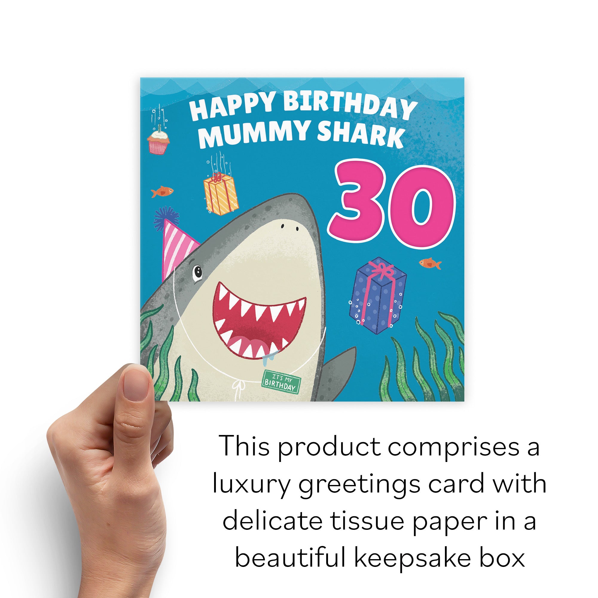 Boxed 30th Mummy Cute Shark Birthday Card Ocean - Default Title (B0D5RSFZ39)