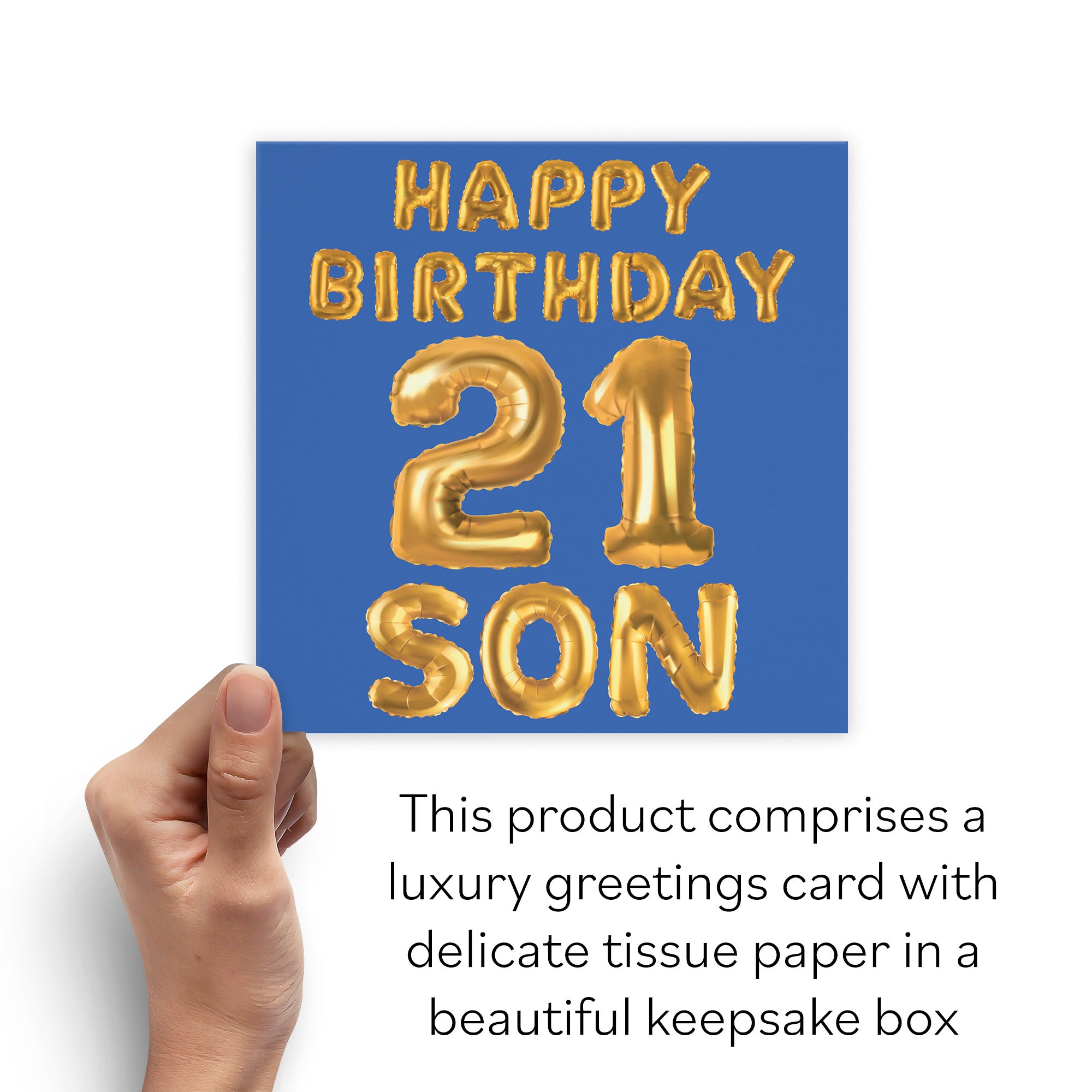 Boxed 21st Son Birthday Card Balloon - Default Title (B0D5RVLFWZ)