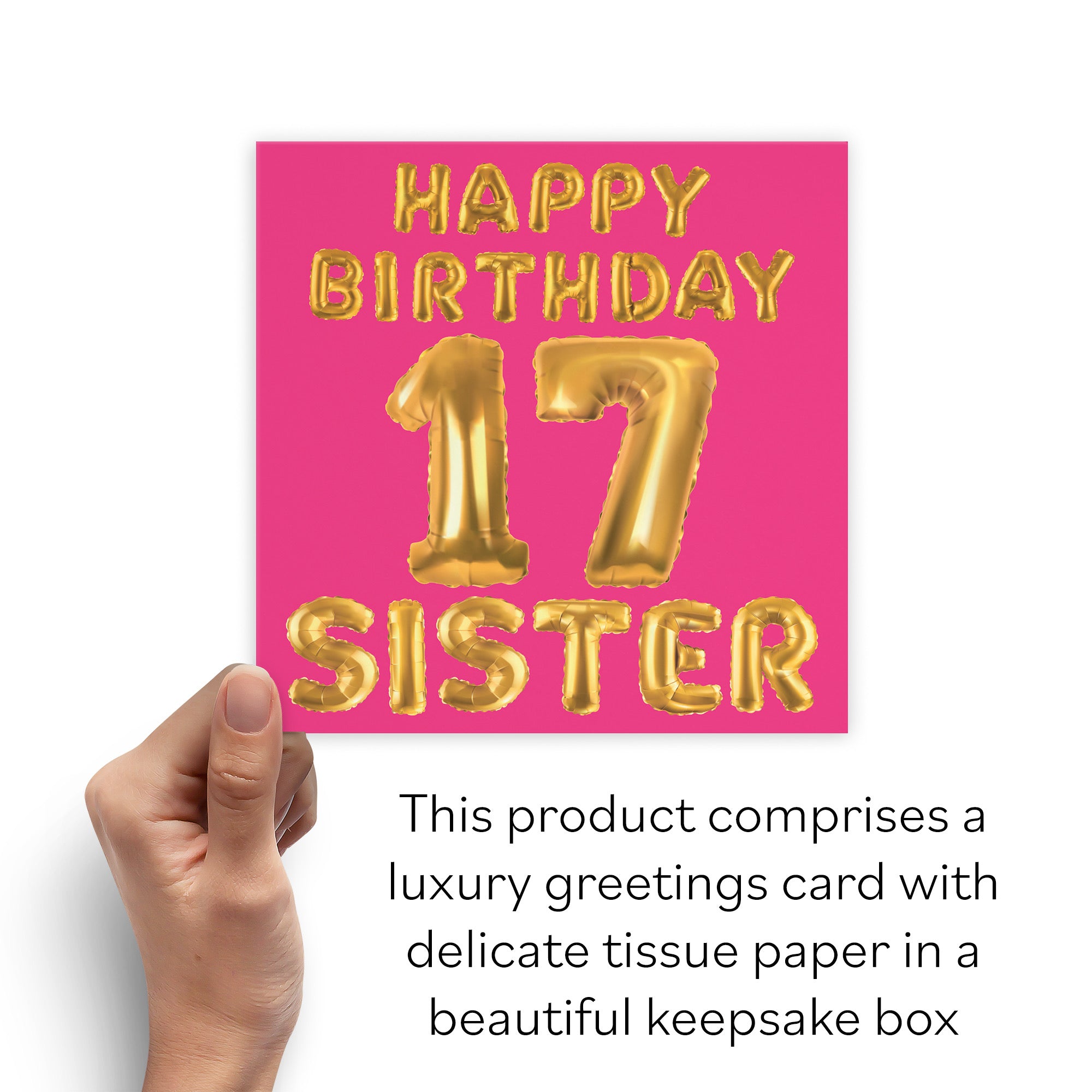 Boxed 17th Sister Birthday Card Balloon - Default Title (B0D5RX1X2M)