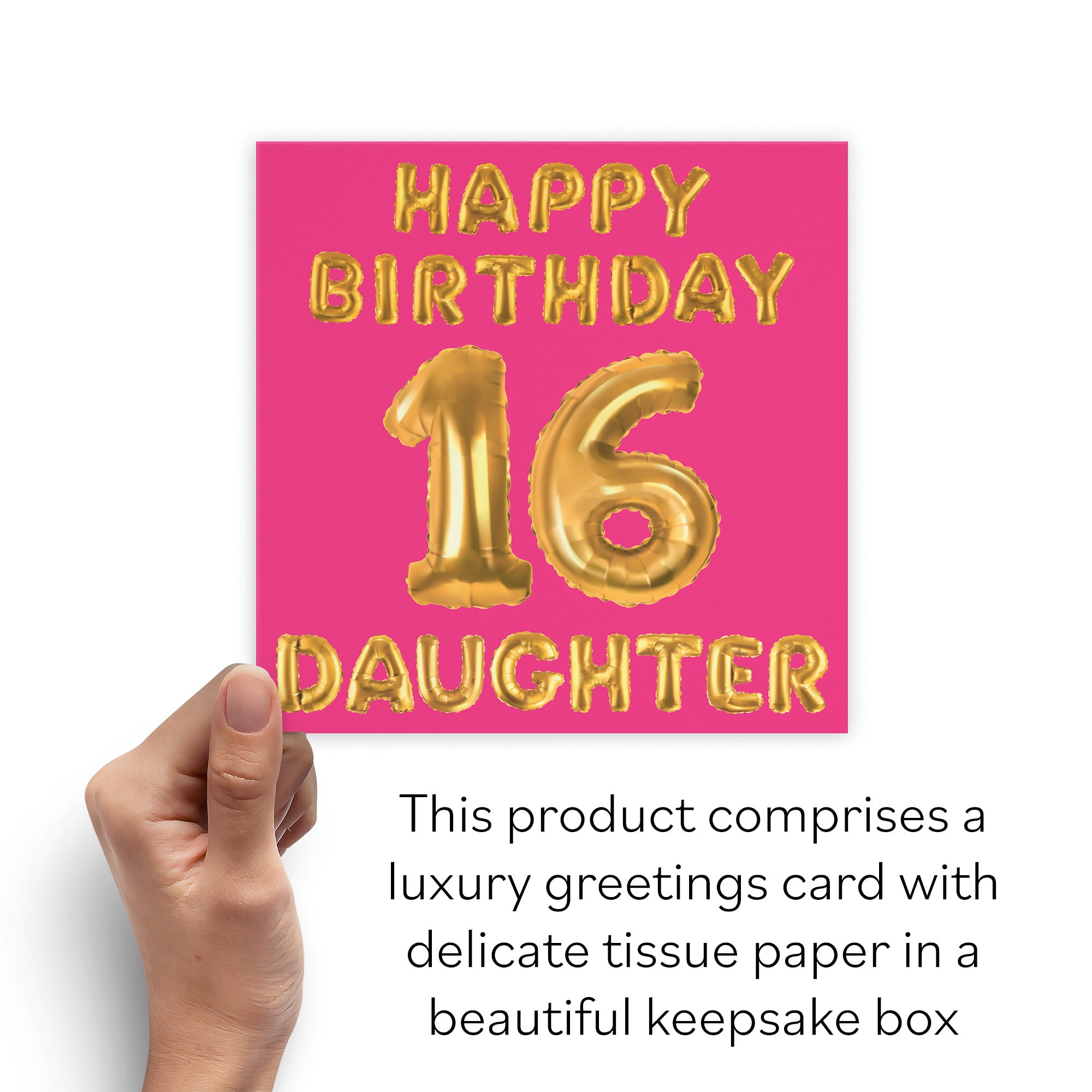 Boxed 16th Daughter Birthday Card Balloon - Default Title (B0D5RZ7GLP)