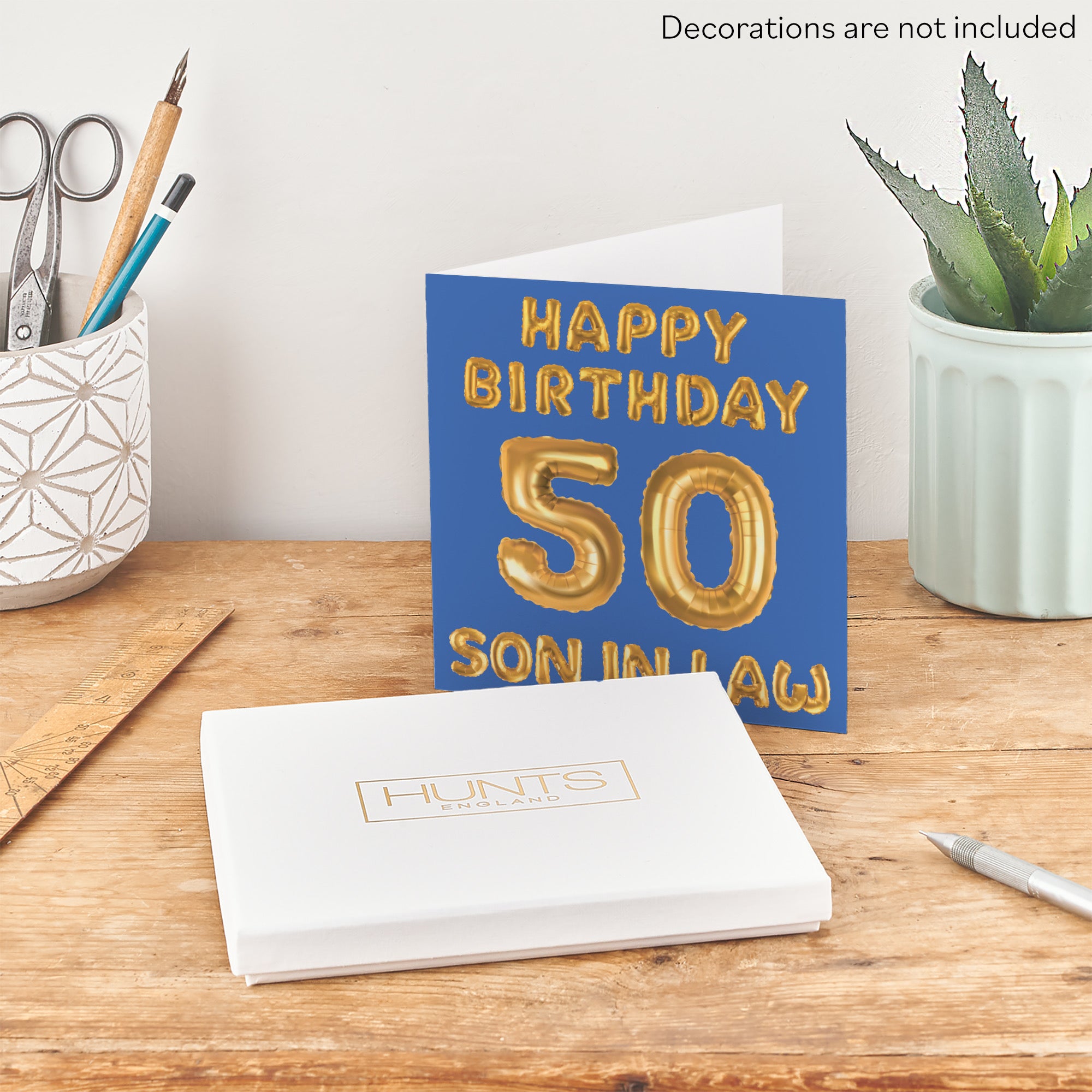 Boxed 50th Son In Law Birthday Card Balloon - Default Title (B0D5S1RK1D)