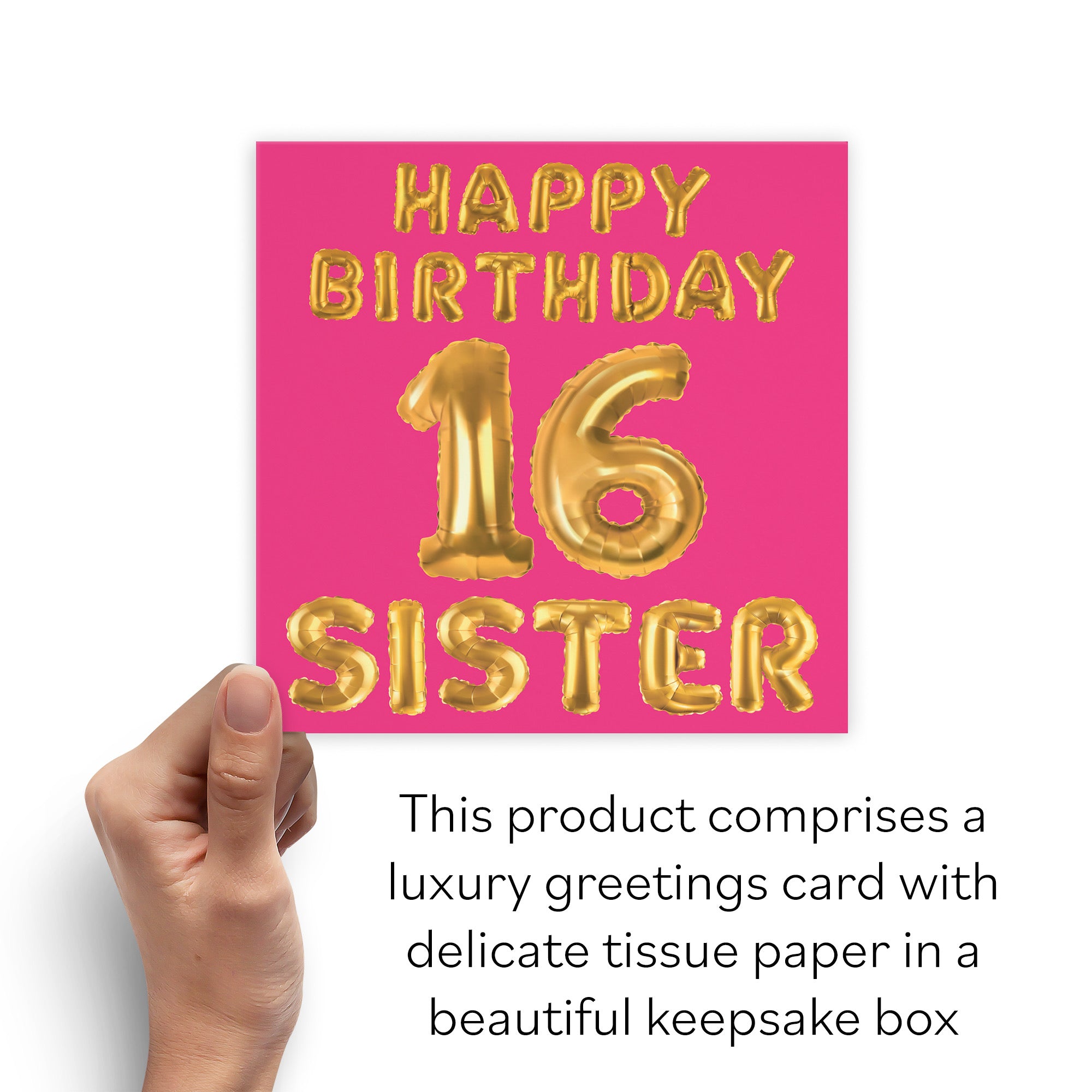 Boxed 16th Sister Birthday Card Balloon - Default Title (B0D5S1RW4P)