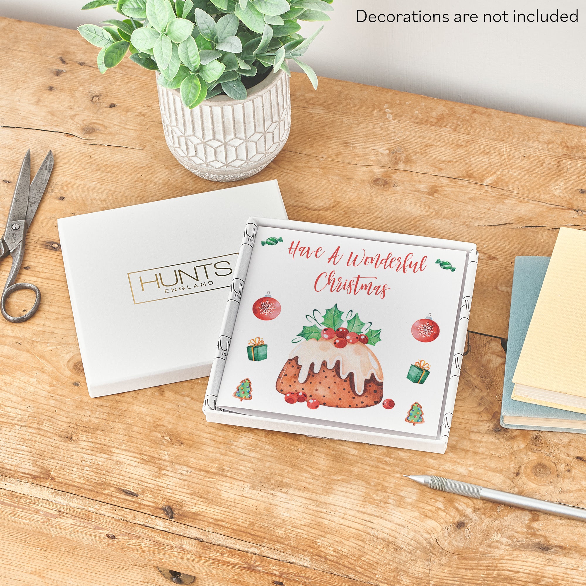 Boxed Open Single Christmas Card Christmas Pudding - Default Title (B0D5S356HF)