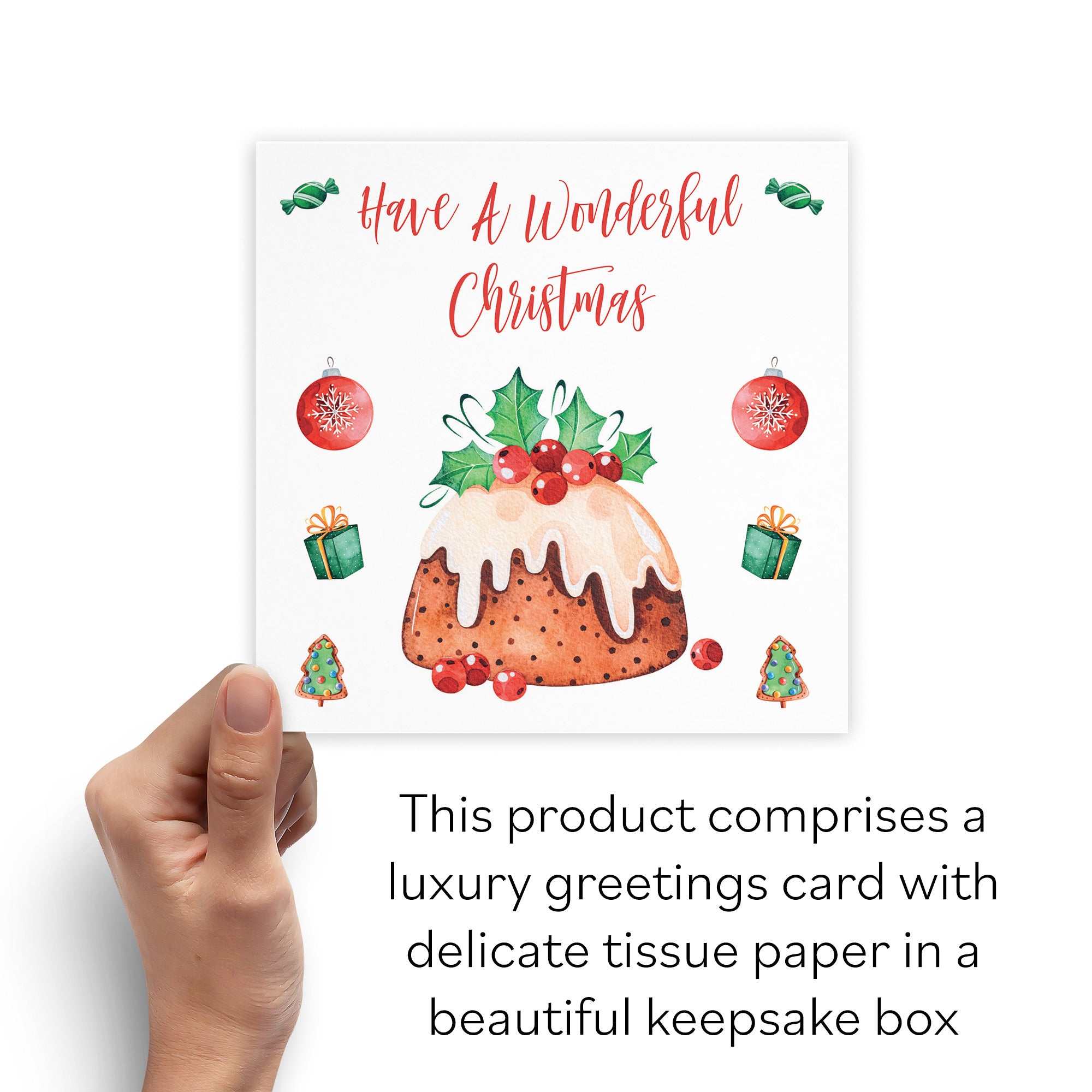 Boxed Open Single Christmas Card Christmas Pudding - Default Title (B0D5S356HF)