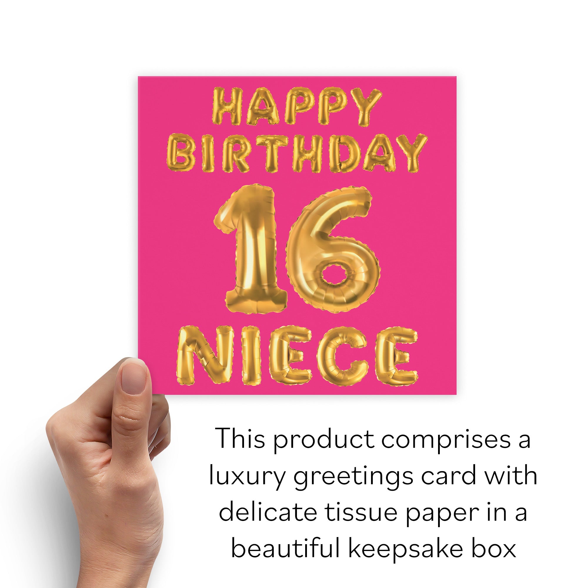 Boxed 16th Niece Birthday Card Balloon - Default Title (B0D5S51CT4)