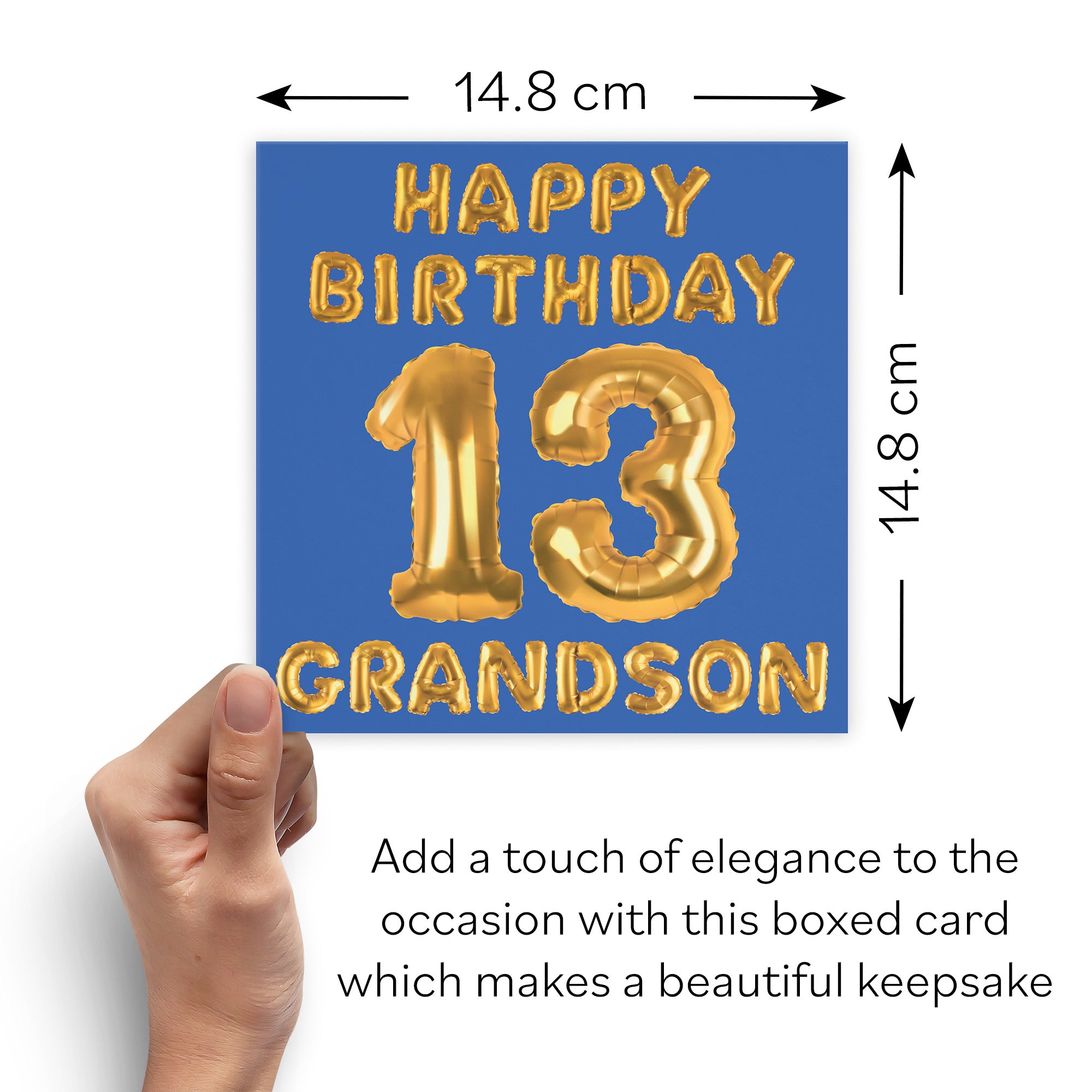 Boxed 13th Grandson Birthday Card Balloon - Default Title (B0D5S8V9HQ)