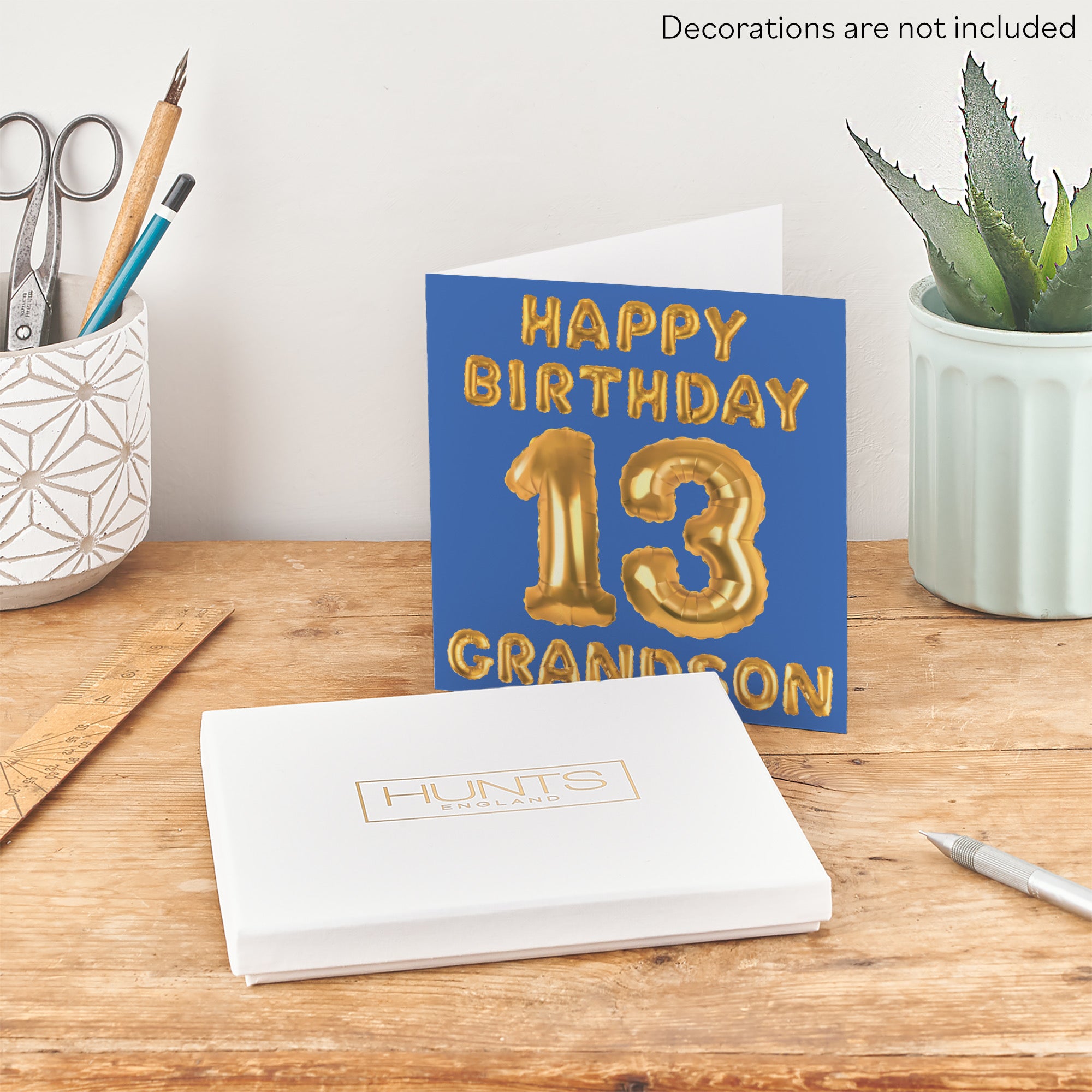 Boxed 13th Grandson Birthday Card Balloon - Default Title (B0D5S8V9HQ)