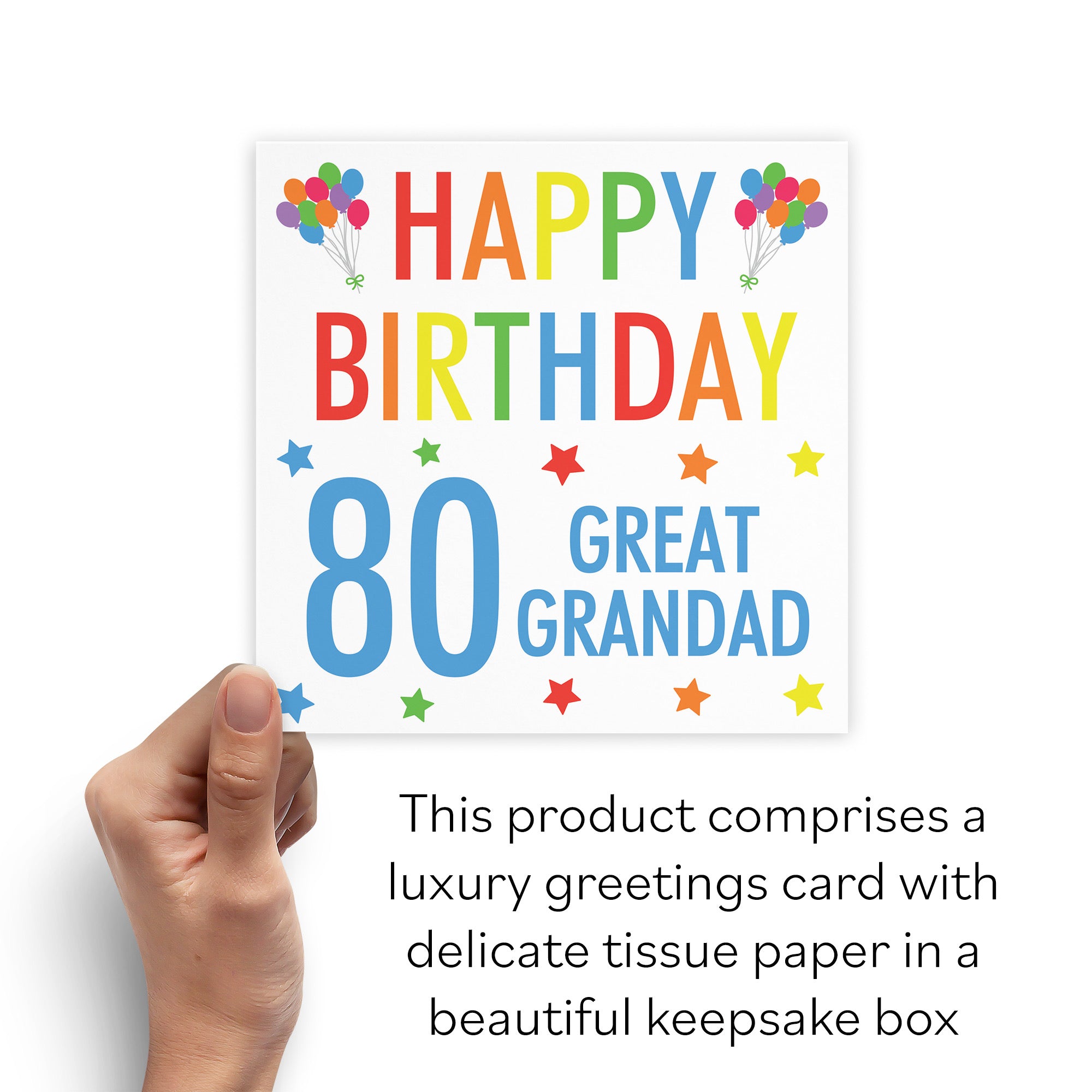 Boxed 80th Great Grandad Birthday Card Colourful - Default Title (B0D5S8W97G)