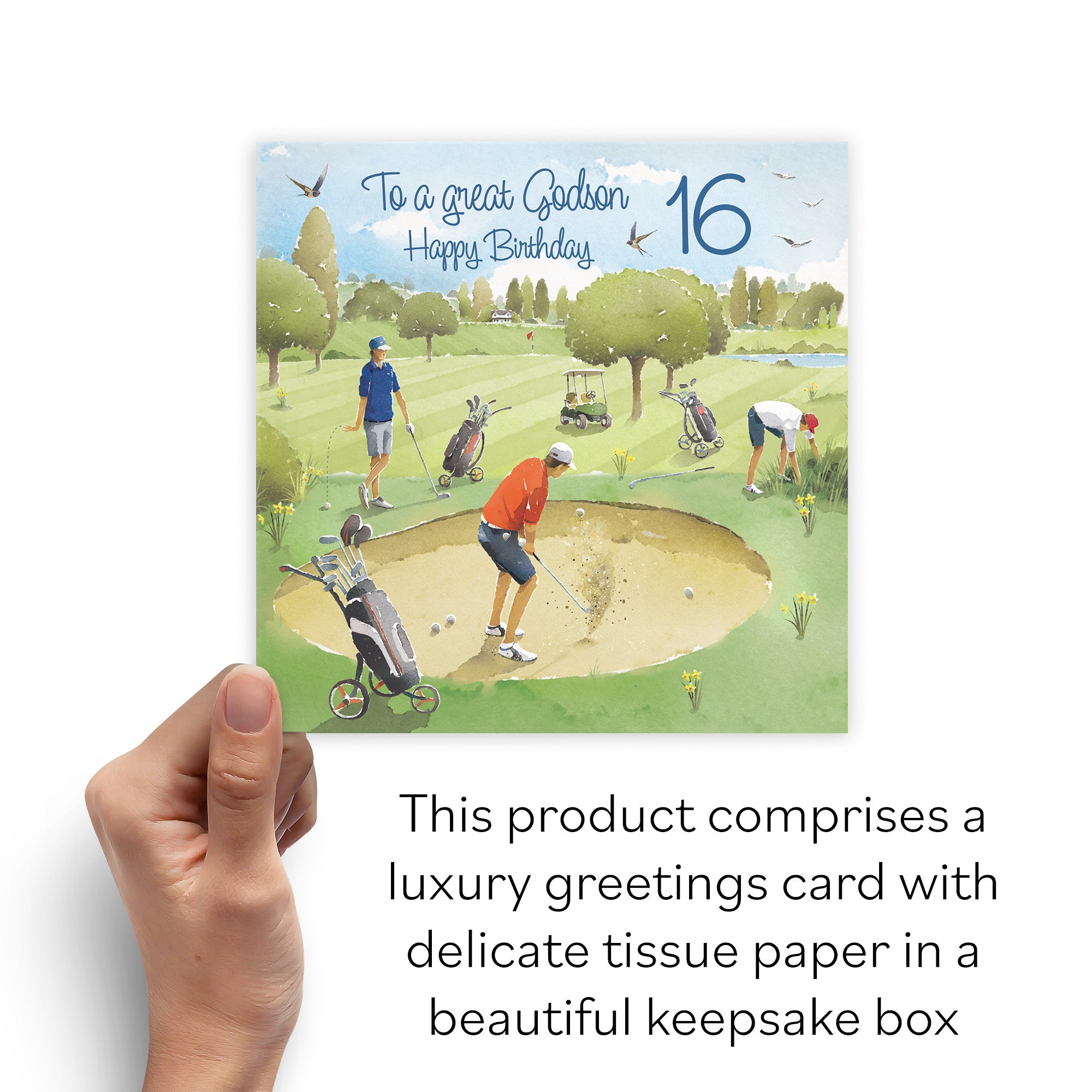 Boxed 16th Godson Golfing Birthday Card Golf Bunker Milo's Gallery - Default Title (B0D5YJ6J7V)