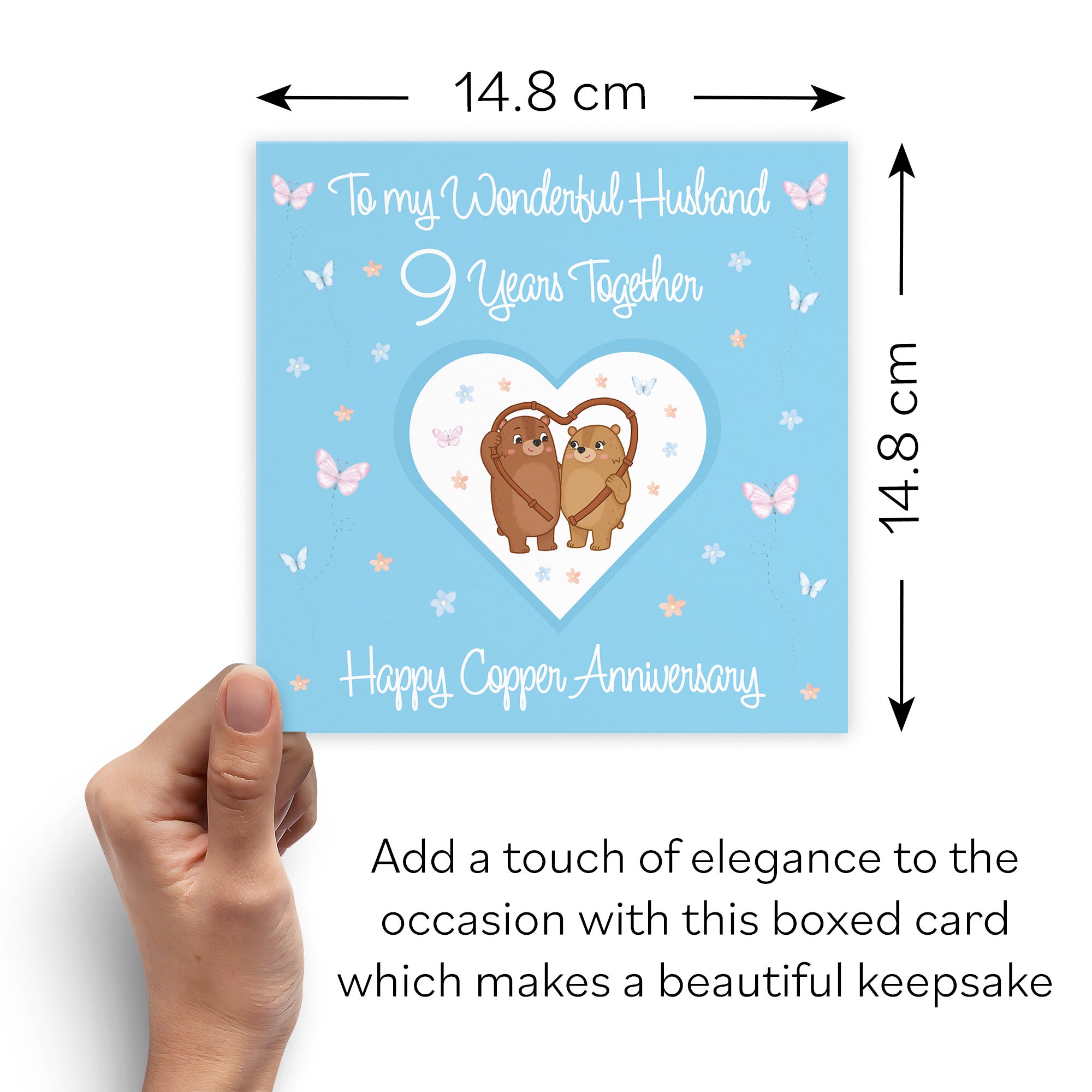 Boxed Husband 9th Anniversary Card Copper Romantic Meadows - Default Title (B0D5YJ6M2P)