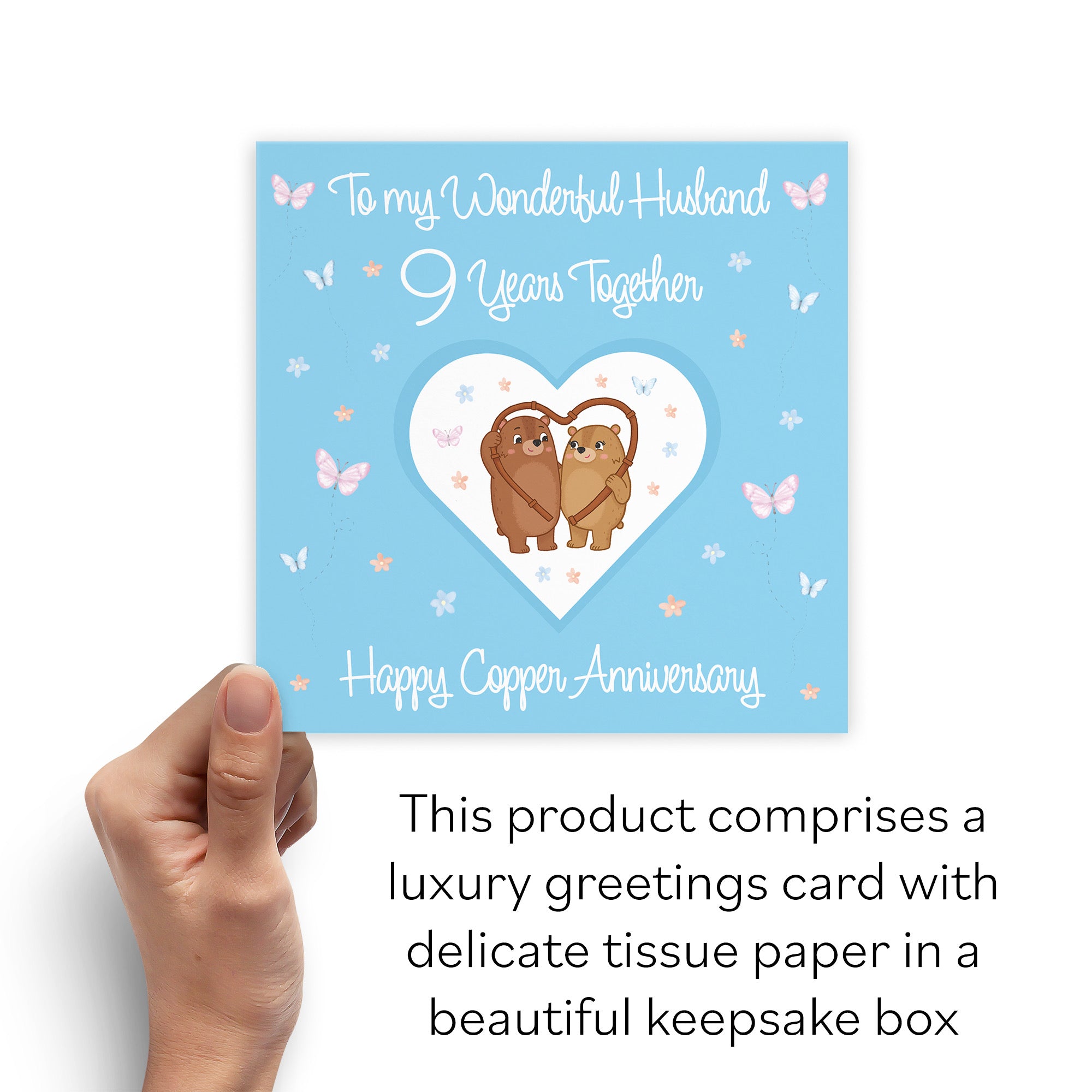 Boxed Husband 9th Anniversary Card Copper Romantic Meadows - Default Title (B0D5YJ6M2P)