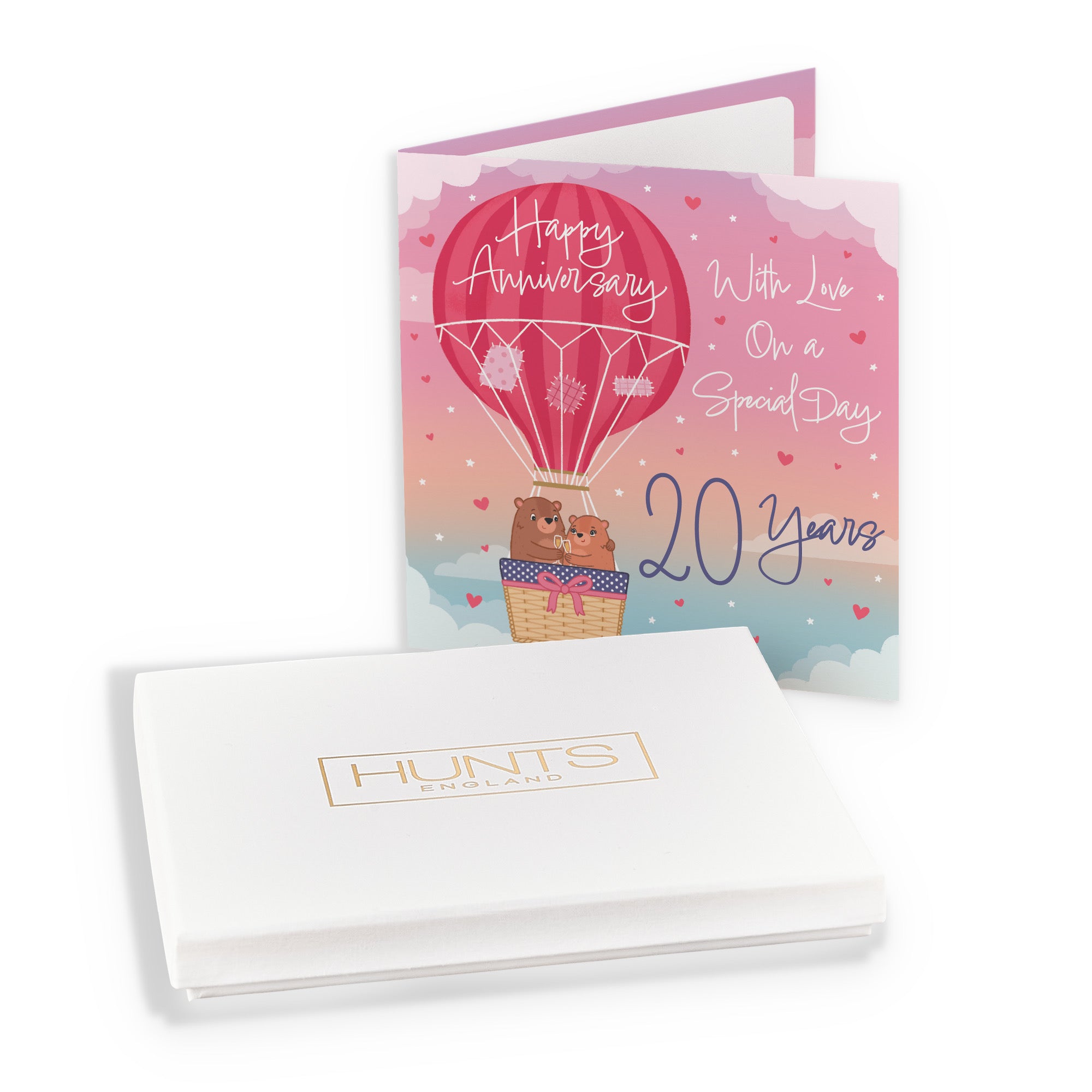 Boxed Hot Air Balloon 20th Anniversary Card Cute Bears - Default Title (B0D5YJGRMF)