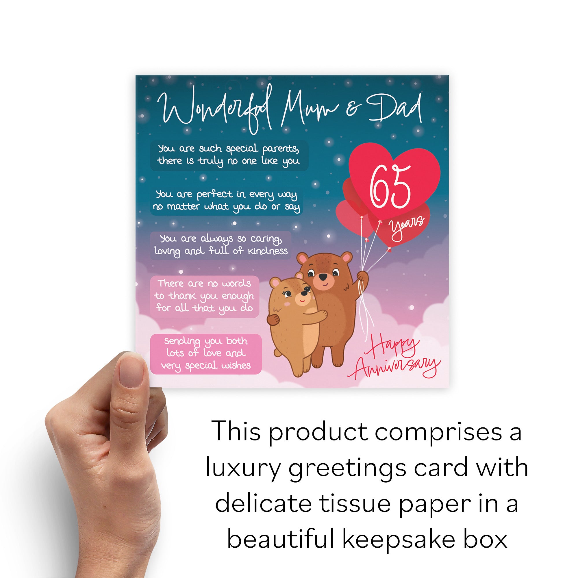 Boxed Mum And Dad 65th Anniversary Card Starry Night Cute Bears - Default Title (B0D5YJN7B5)