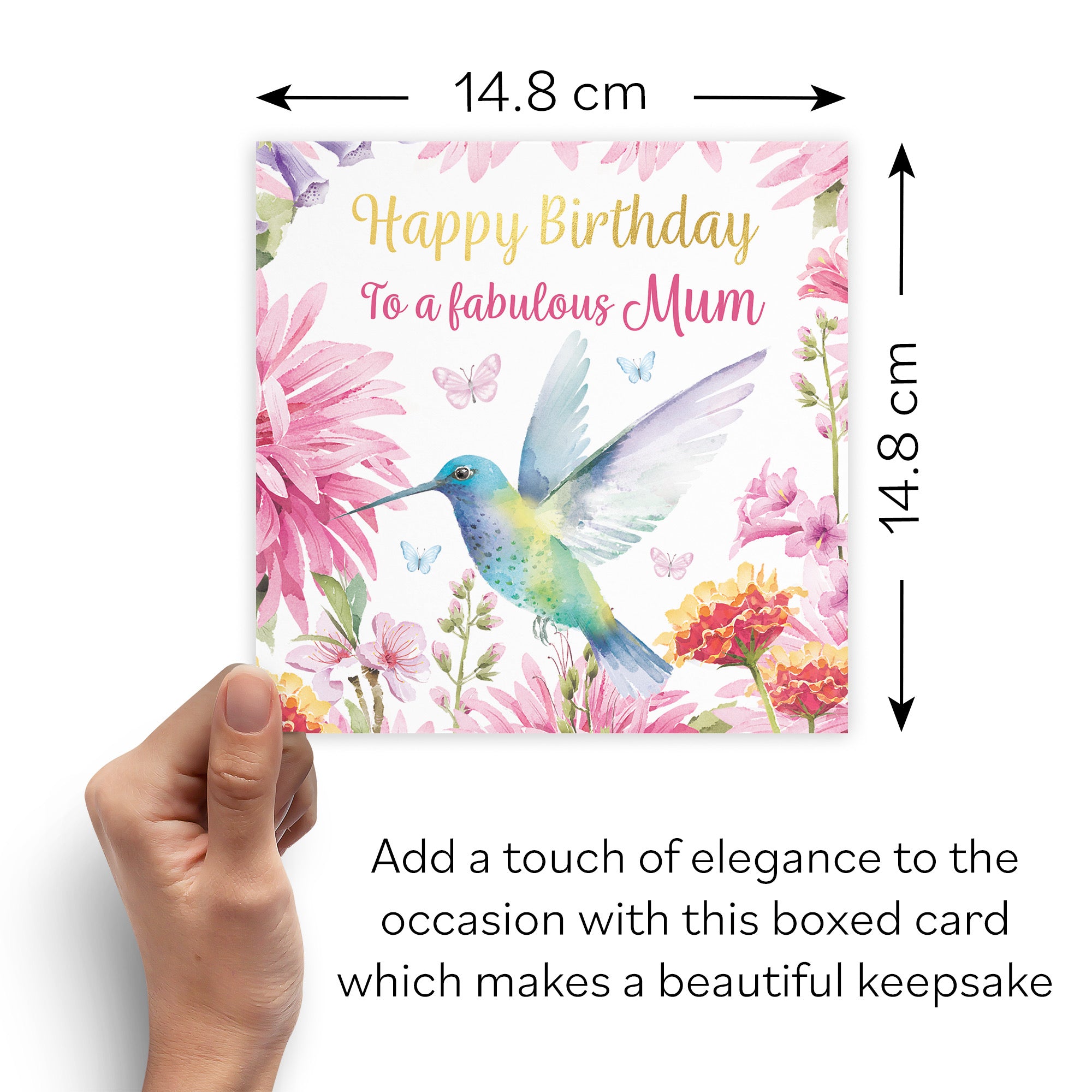 Boxed Mum Birthday Card Hummingbird Gold Foil Milo's Gallery - Default Title (B0D5YJN7G1)