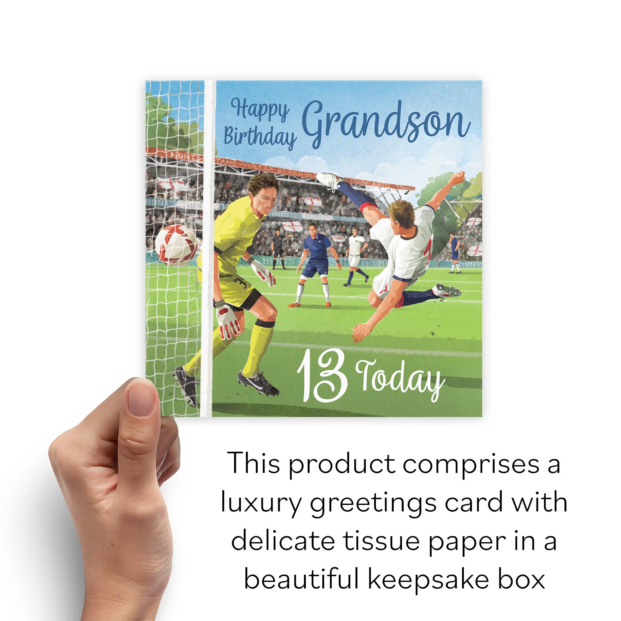 Boxed 13th Grandson Football Birthday Card Milo's Gallery - Default Title (B0D5YJNG9L)