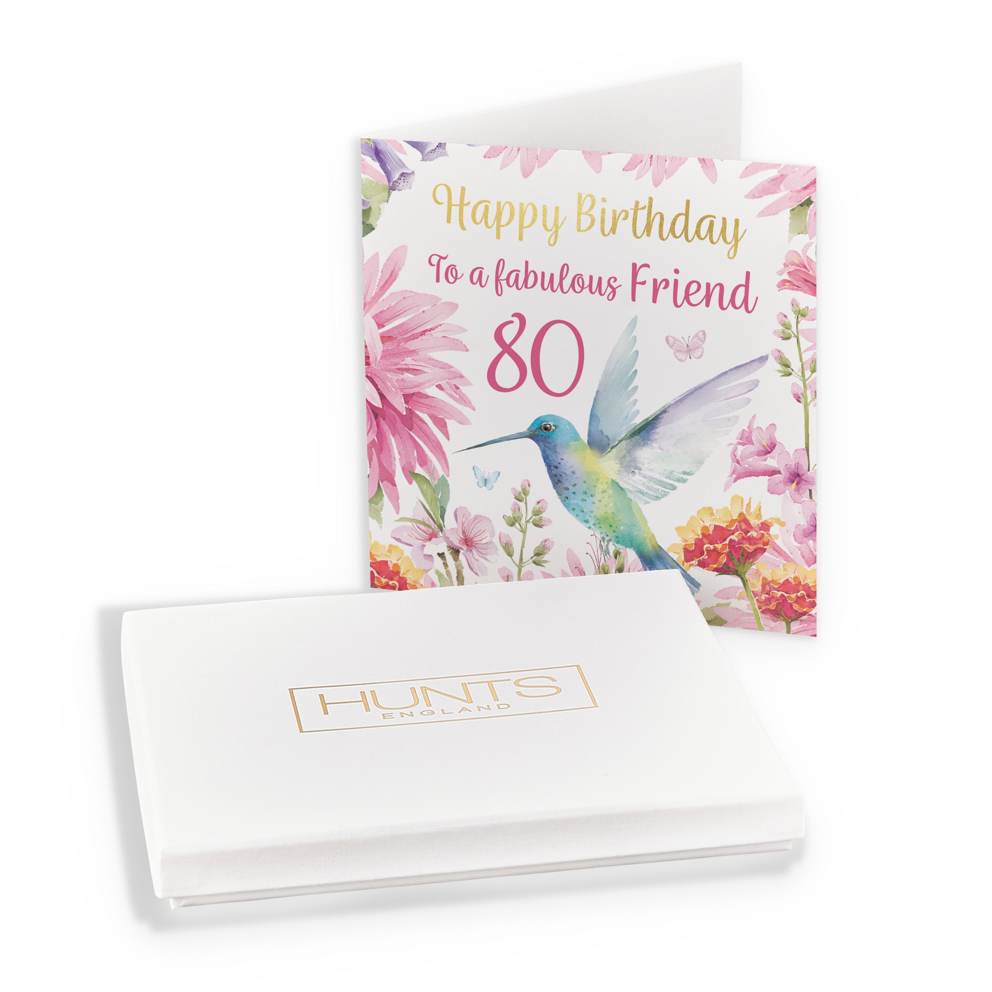 Boxed 80th Friend Birthday Card Hummingbird Gold Foil Milo's Gallery - Default Title (B0D5YJNXJM)