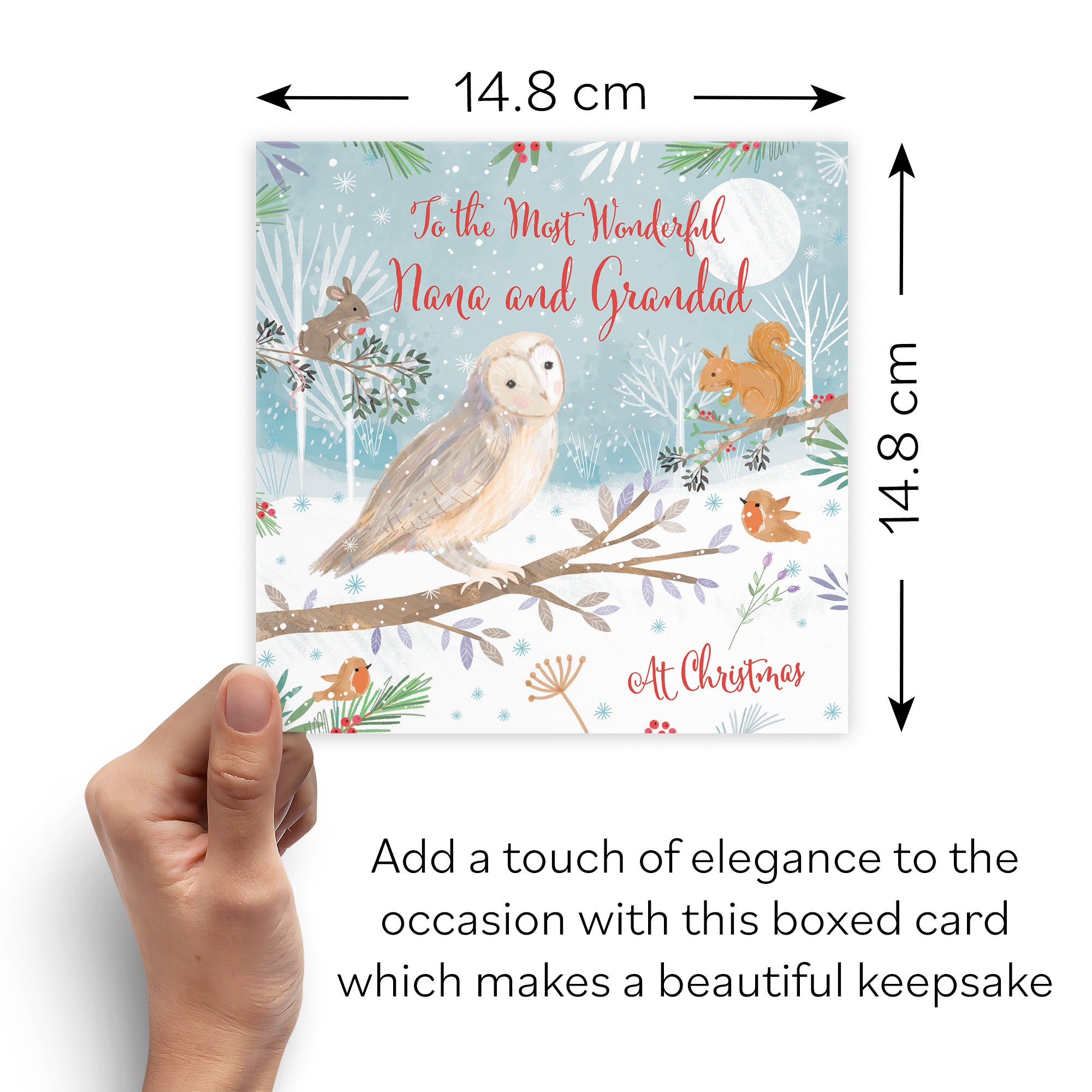 Boxed Nana And Grandad Cute Owl Christmas Card Nature's Treasures - Default Title (B0D5YJQ9R6)