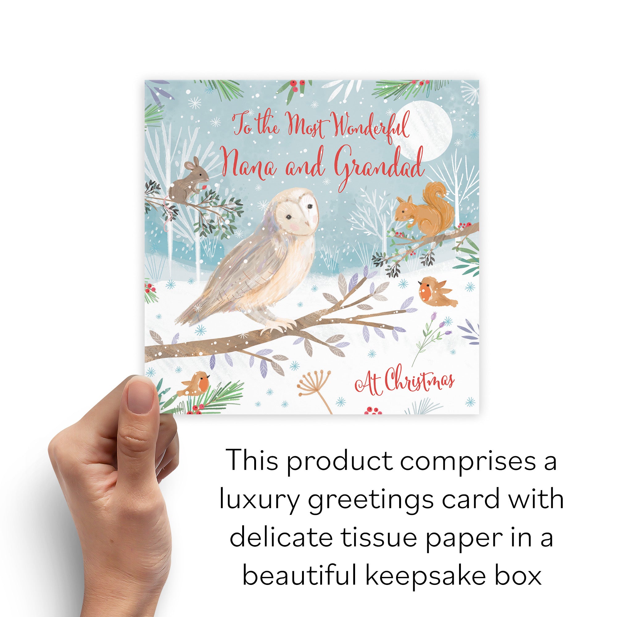 Boxed Nana And Grandad Cute Owl Christmas Card Nature's Treasures - Default Title (B0D5YJQ9R6)