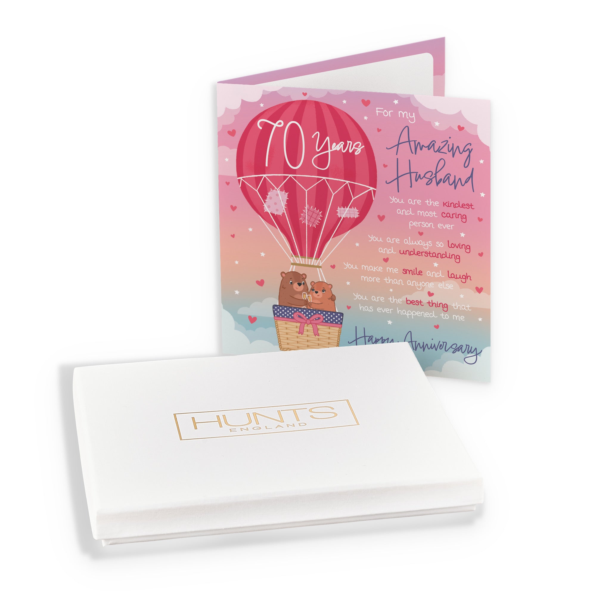 Boxed Husband 70th Anniversary Poem Card Love Is In The Air Cute Bears - Default Title (B0D5YJVF3H)