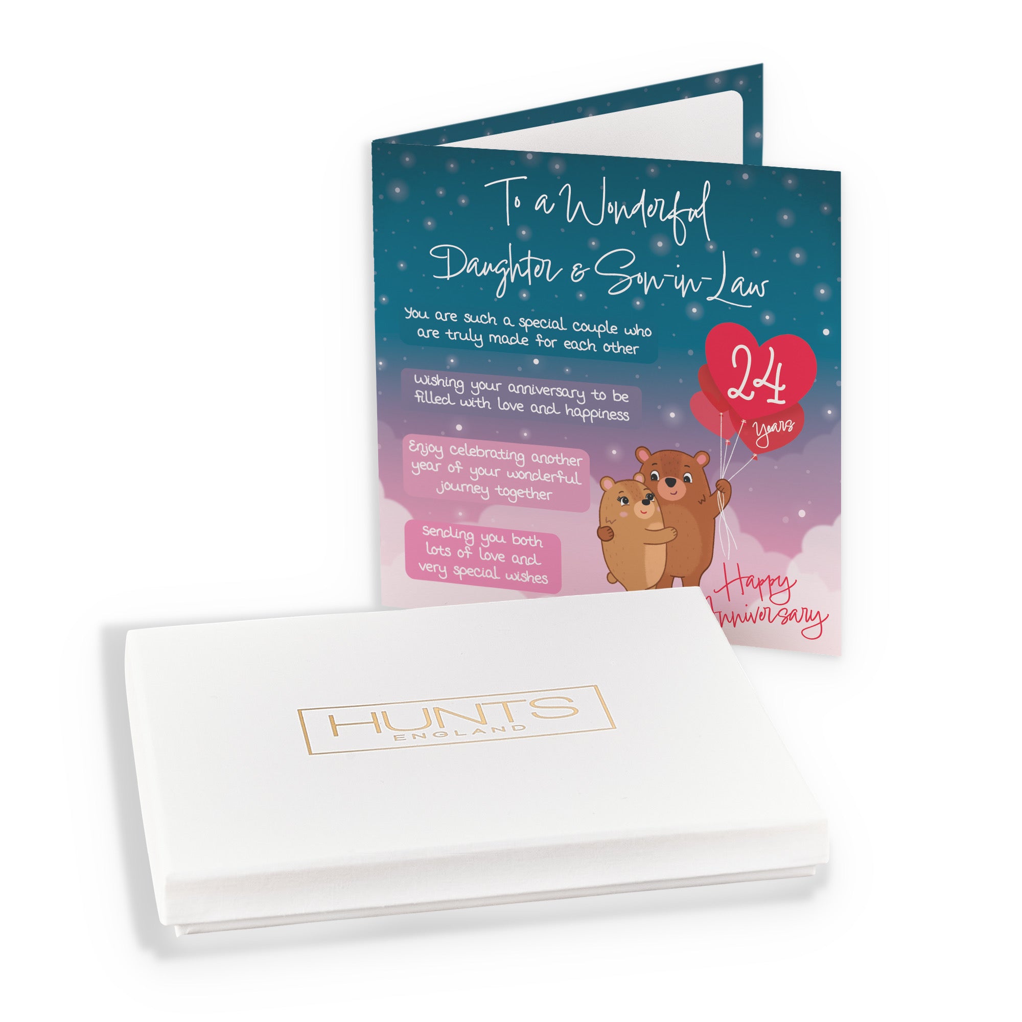 Boxed Daughter And Son In Law 24th Anniversary Card Starry Night Cute Bears - Default Title (B0D5YJY8RT)