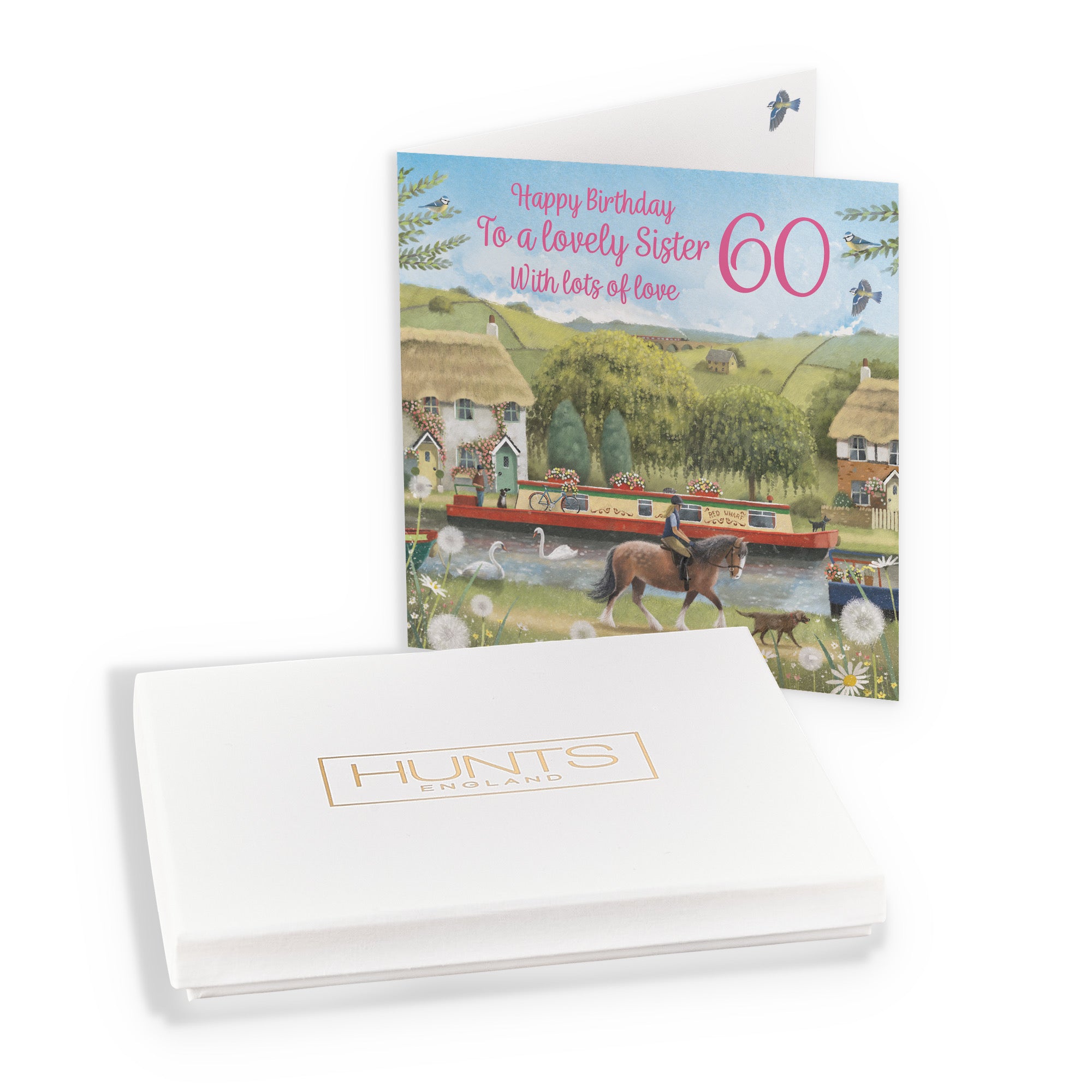 Boxed 60th Sister Canal Narrowboat Birthday Card Horse Riding Milo's Gallery - Default Title (B0D5YJYHXS)