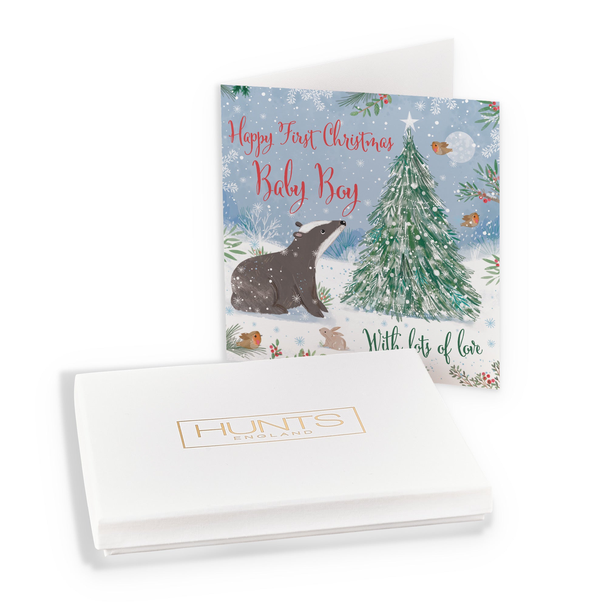 Boxed Cute Badger Baby Boy's 1st Christmas Card Nature's Treasures - Default Title (B0D5YJYMN6)