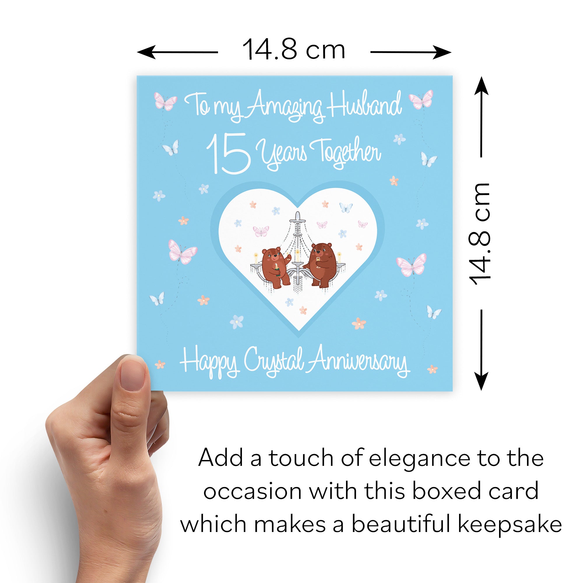 Boxed Husband 15th Anniversary Card Crystal Romantic Meadows - Default Title (B0D5YJZMXF)