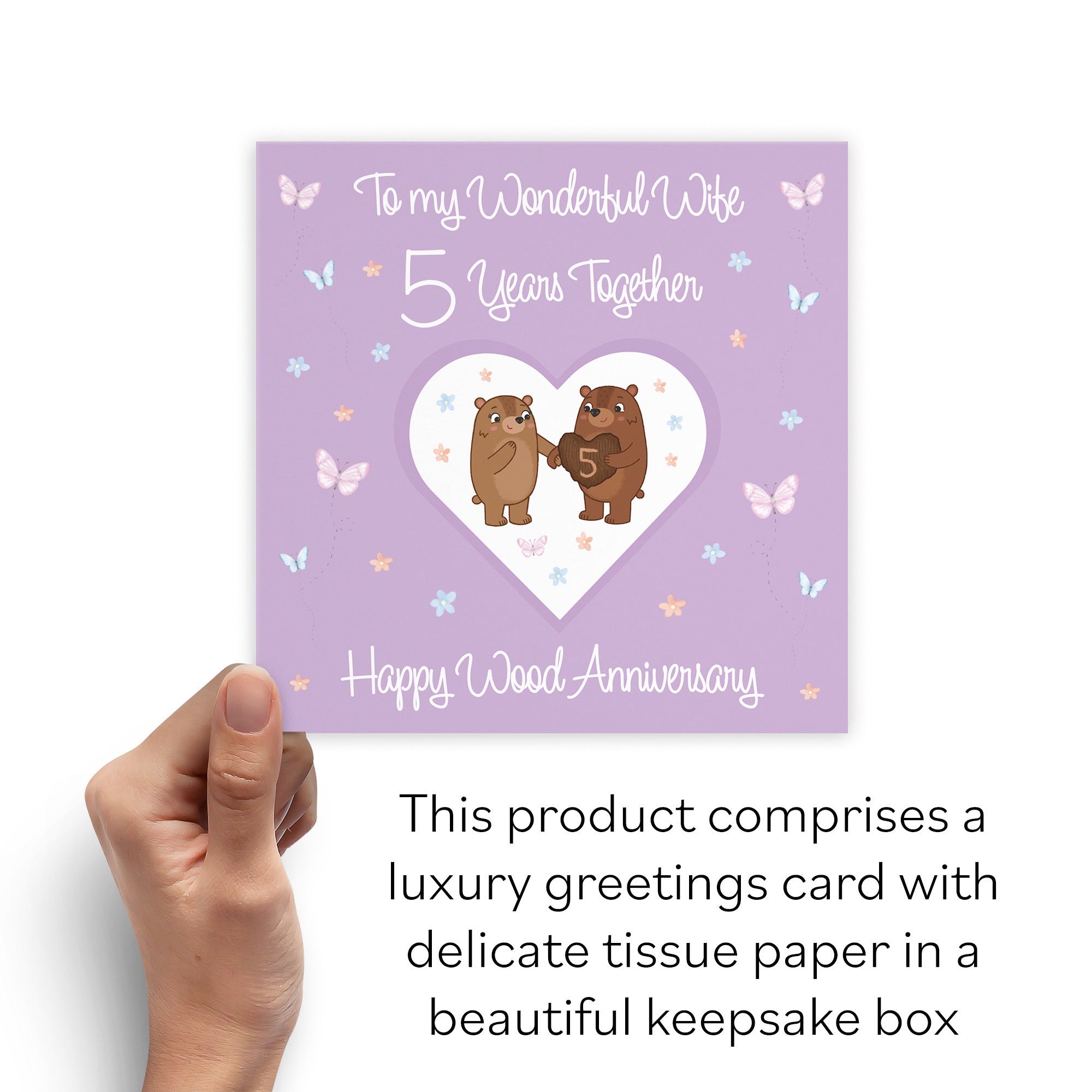 Boxed Wife 5th Anniversary Card Wood Romantic Meadows - Default Title (B0D5YJZWFC)