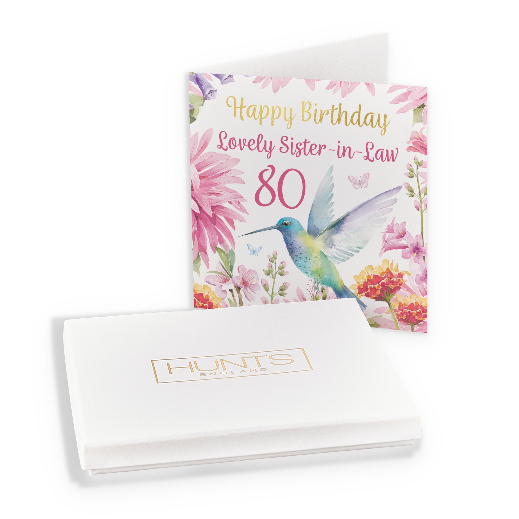 Boxed 80th Sister-in-Law Birthday Card Hummingbird Gold Foil Milo's Gallery - Default Title (B0D5YJZWH3)