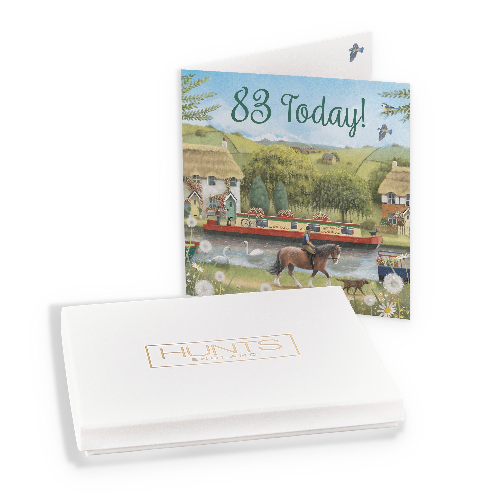 Boxed Canal Narrowboat 83rd Birthday Card Horse Riding Milo's Gallery - Default Title (B0D5YK3Z8X)