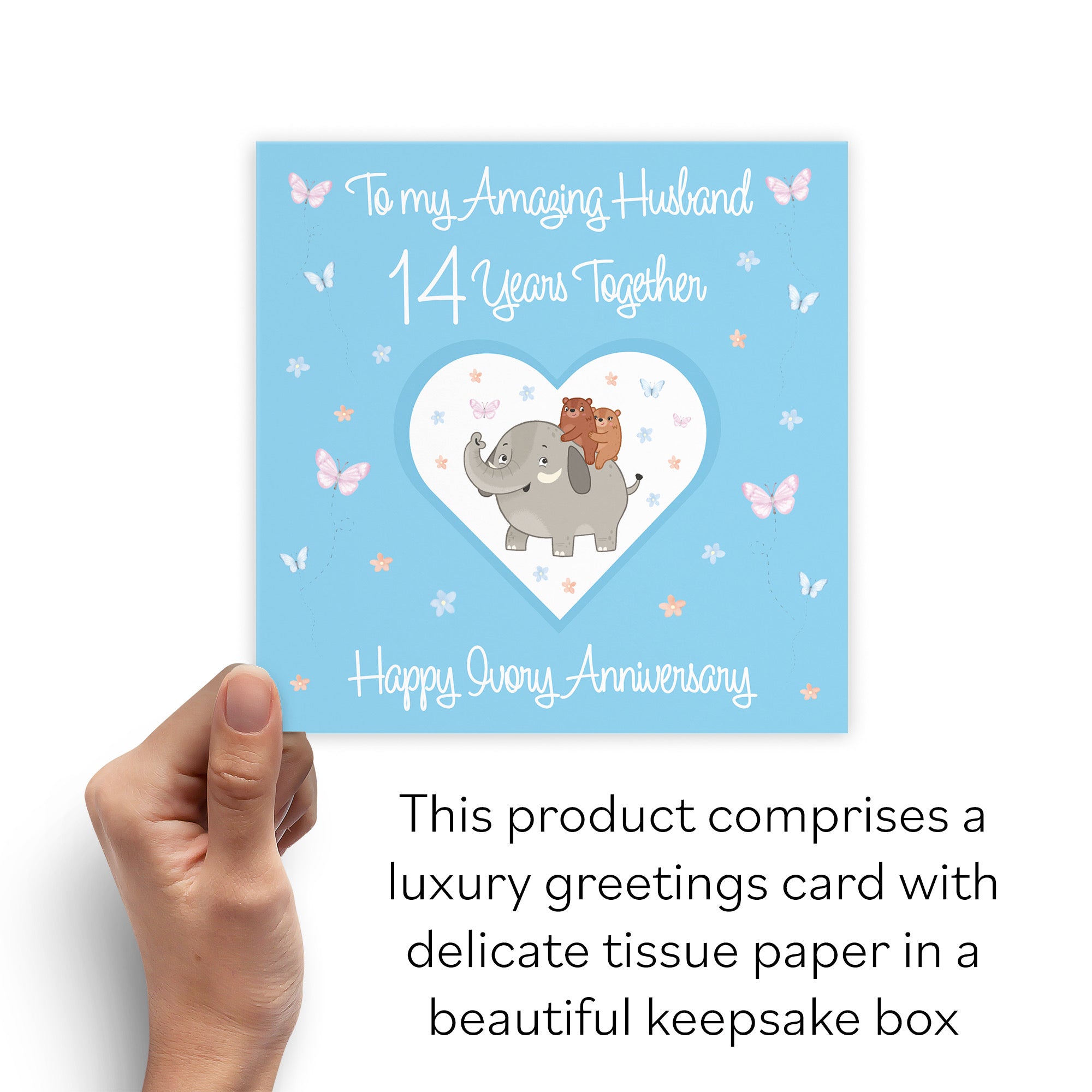 Boxed Husband 14th Anniversary Card Ivory Romantic Meadows - Default Title (B0D5YK48LP)