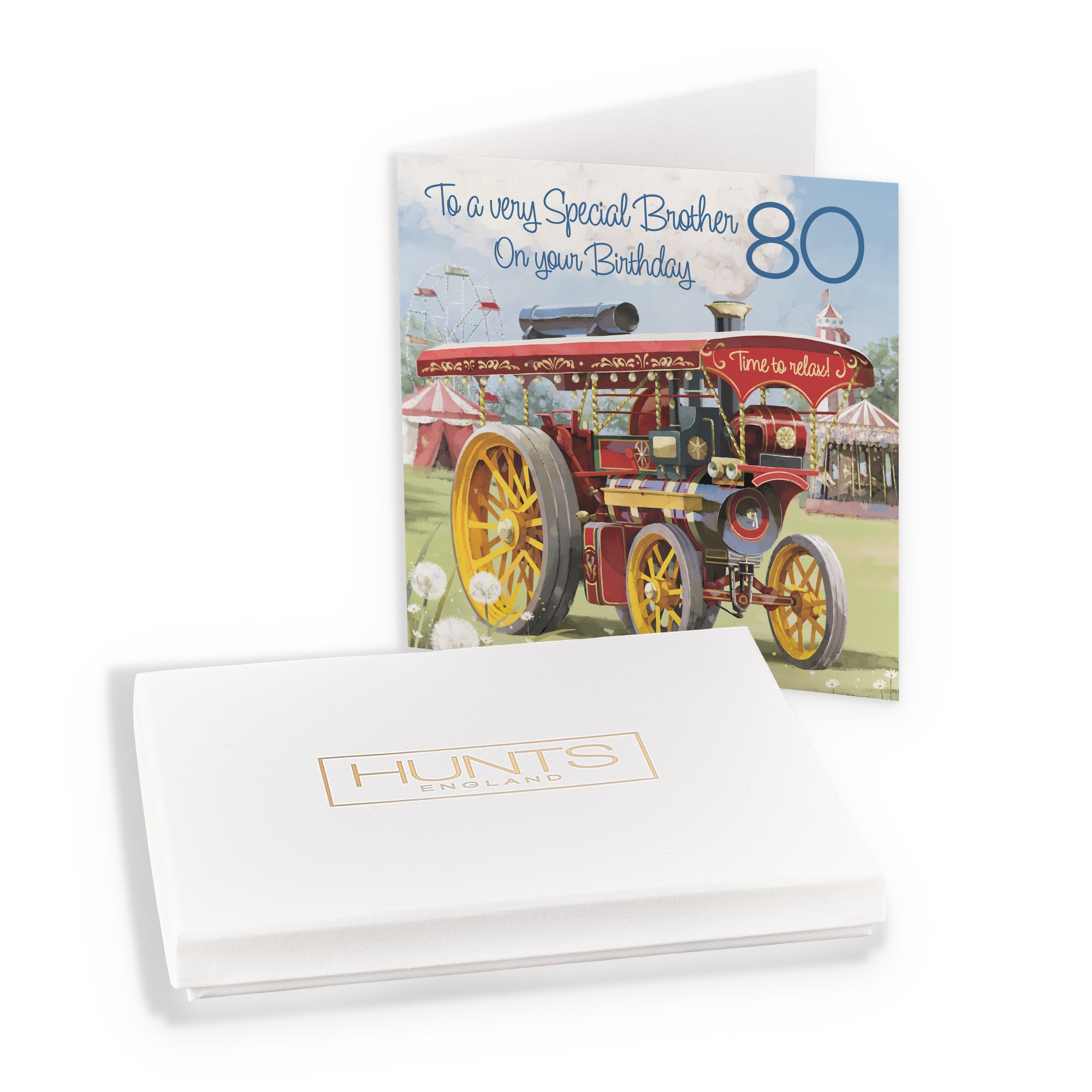 Boxed 80th Brother Traction Engine Birthday Card Steam Tractor Milo's Gallery - Default Title (B0D5YKDZW9)