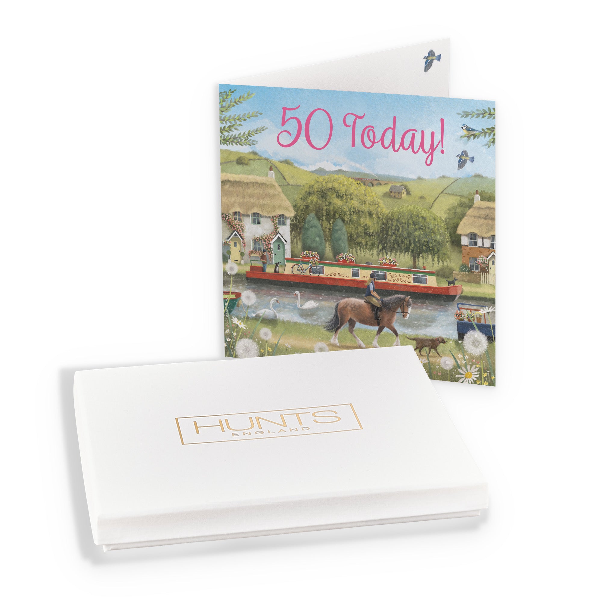 Boxed Horse Riding 50th Female Birthday Card Canal Narrowboat Milo's Gallery - Default Title (B0D5YKFRD5)