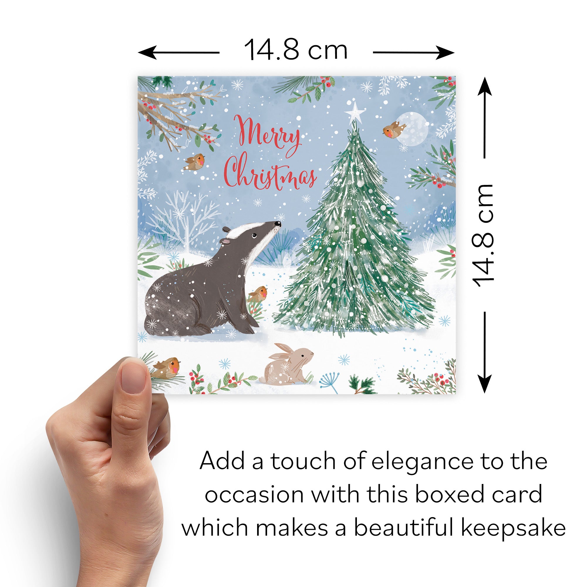 Boxed Open Single Merry Christmas Badger Family Fun Card Nature's Treasures - Default Title (B0D5YKGPRH)