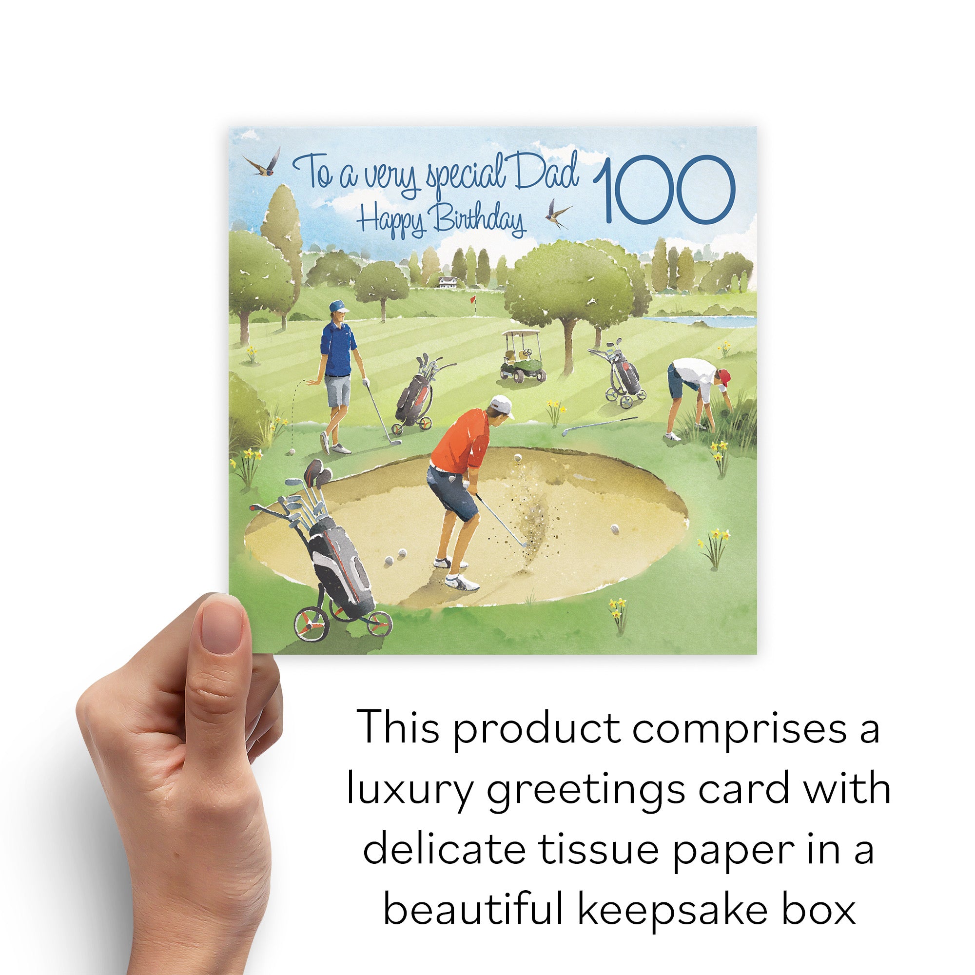 Boxed 100th Dad Golfing Birthday Card Golf Bunker Milo's Gallery - Default Title (B0D5YKHDGW)