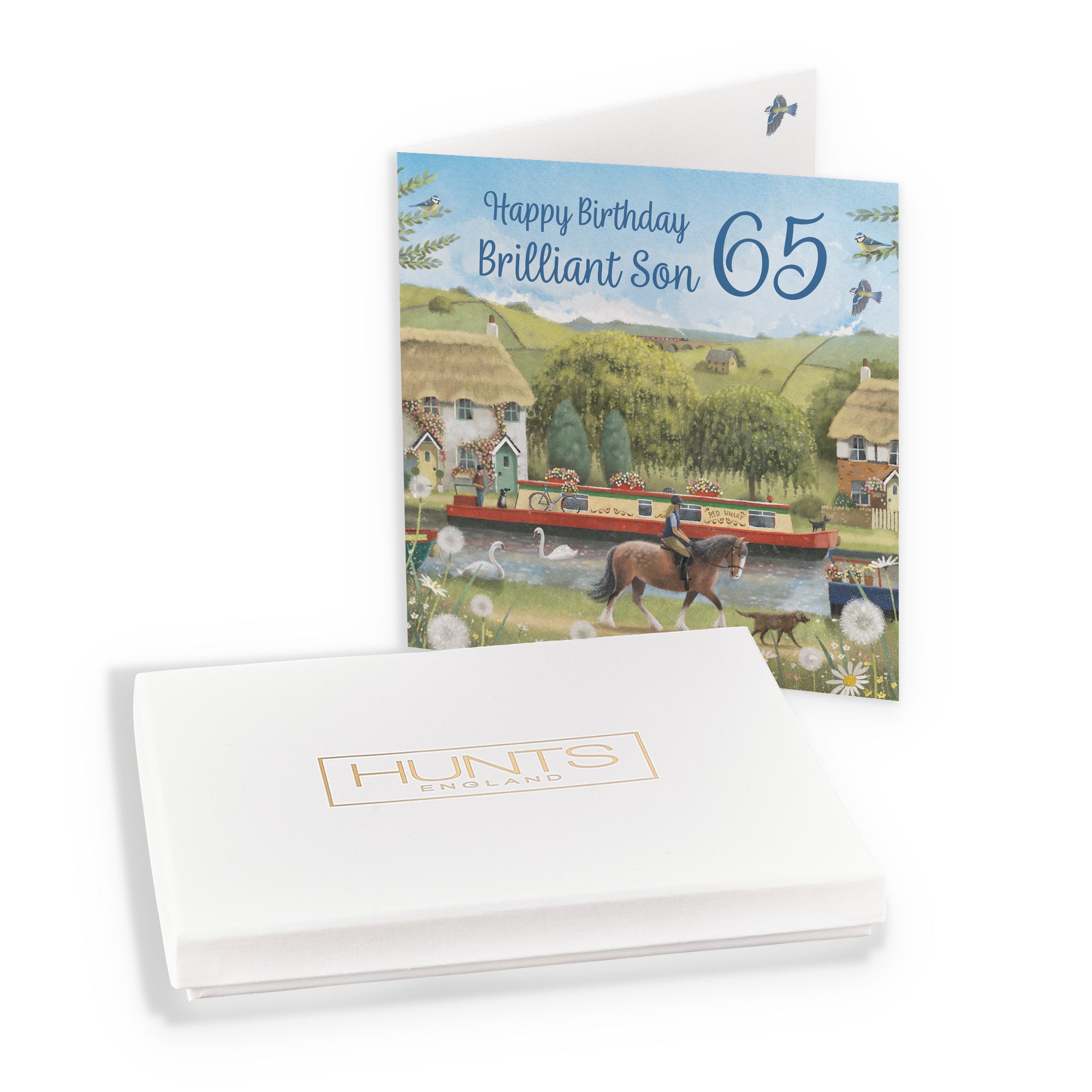 Boxed 65th Son Canal Narrowboat Birthday Card Horse Riding Milo's Gallery - Default Title (B0D5YKLDY9)