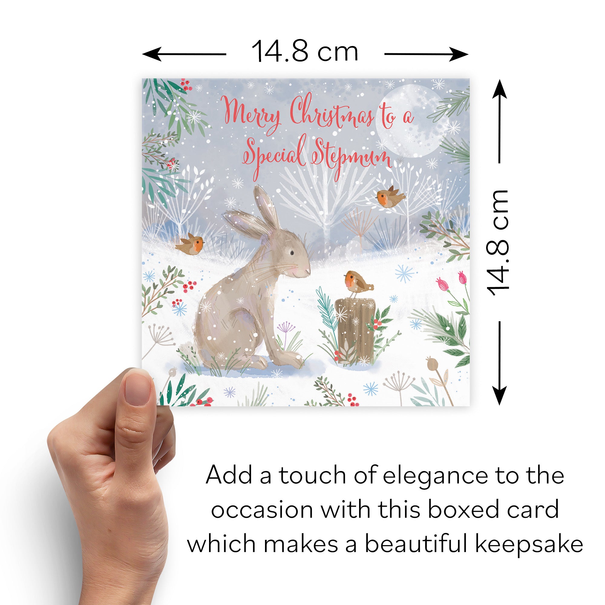 Boxed Stepmum Cute Hare Christmas Card Nature's Treasures - Default Title (B0D5YKMNRM)