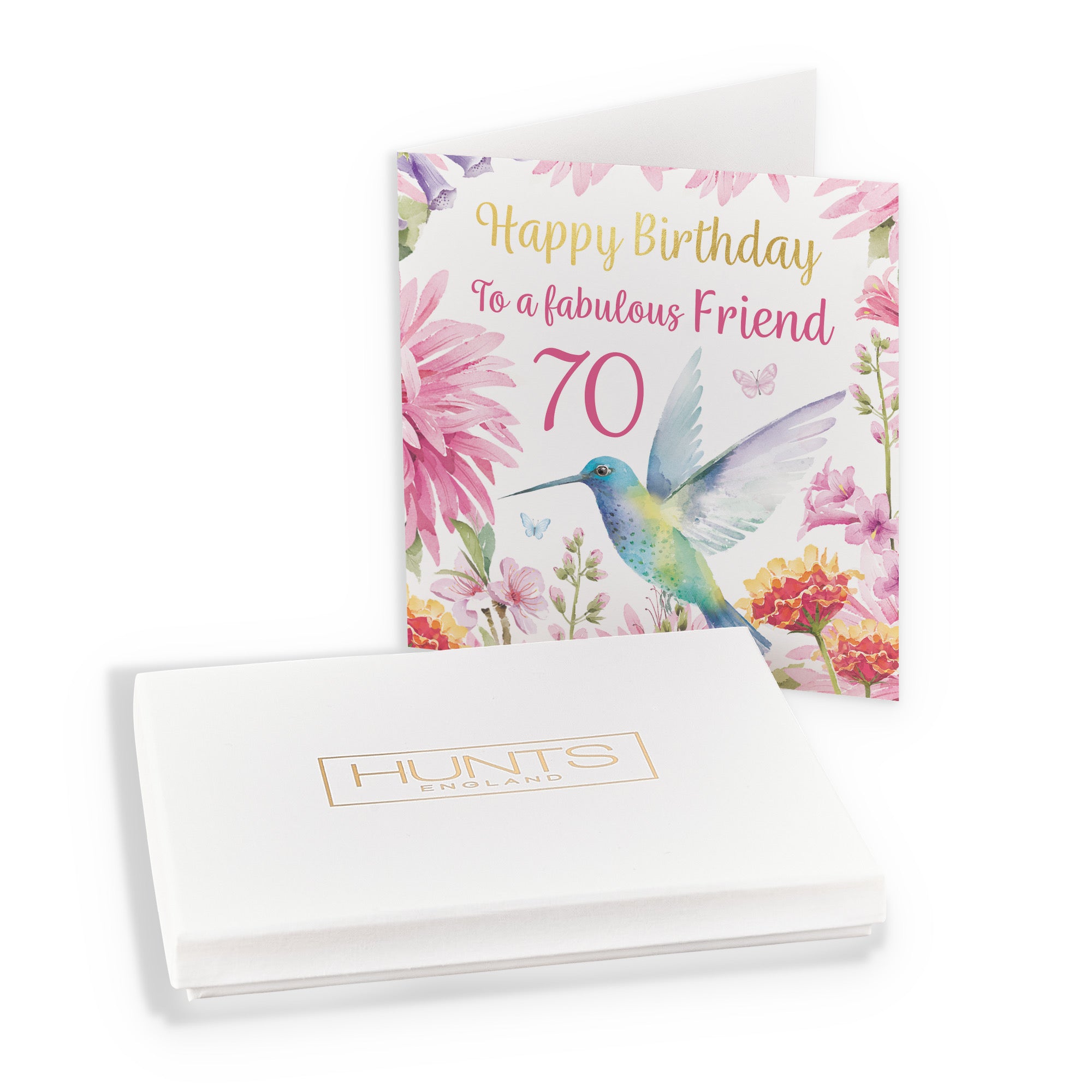 Boxed 70th Friend Birthday Card Hummingbird Gold Foil Milo's Gallery - Default Title (B0D5YKQRSY)