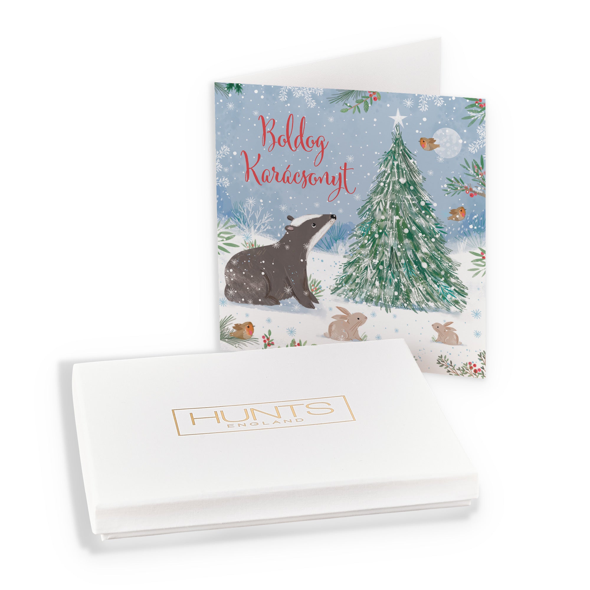 Boxed Badger Hungarian Language Christmas Card Nature's Treasures - Default Title (B0D5YKVZHZ)