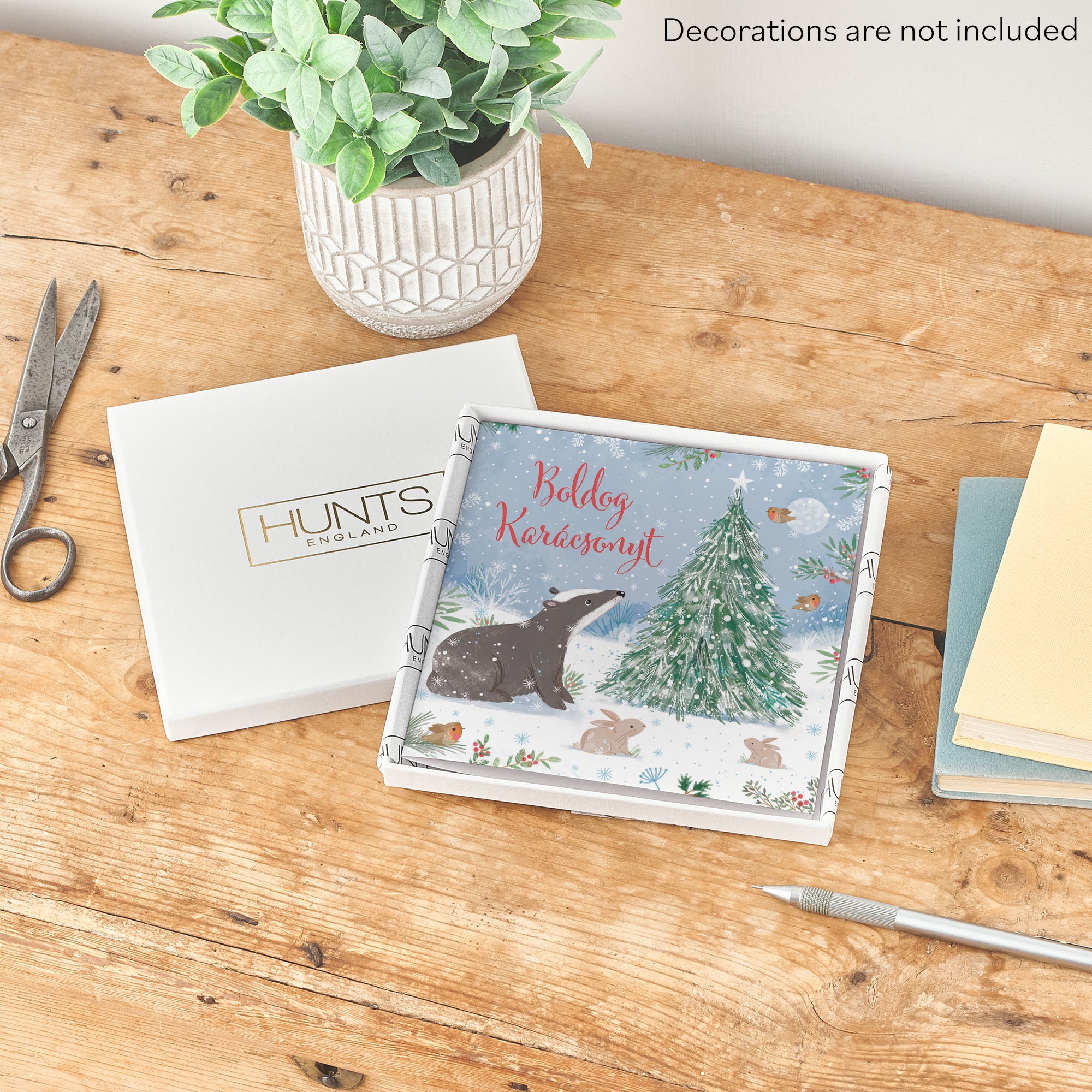 Boxed Badger Hungarian Language Christmas Card Nature's Treasures - Default Title (B0D5YKVZHZ)