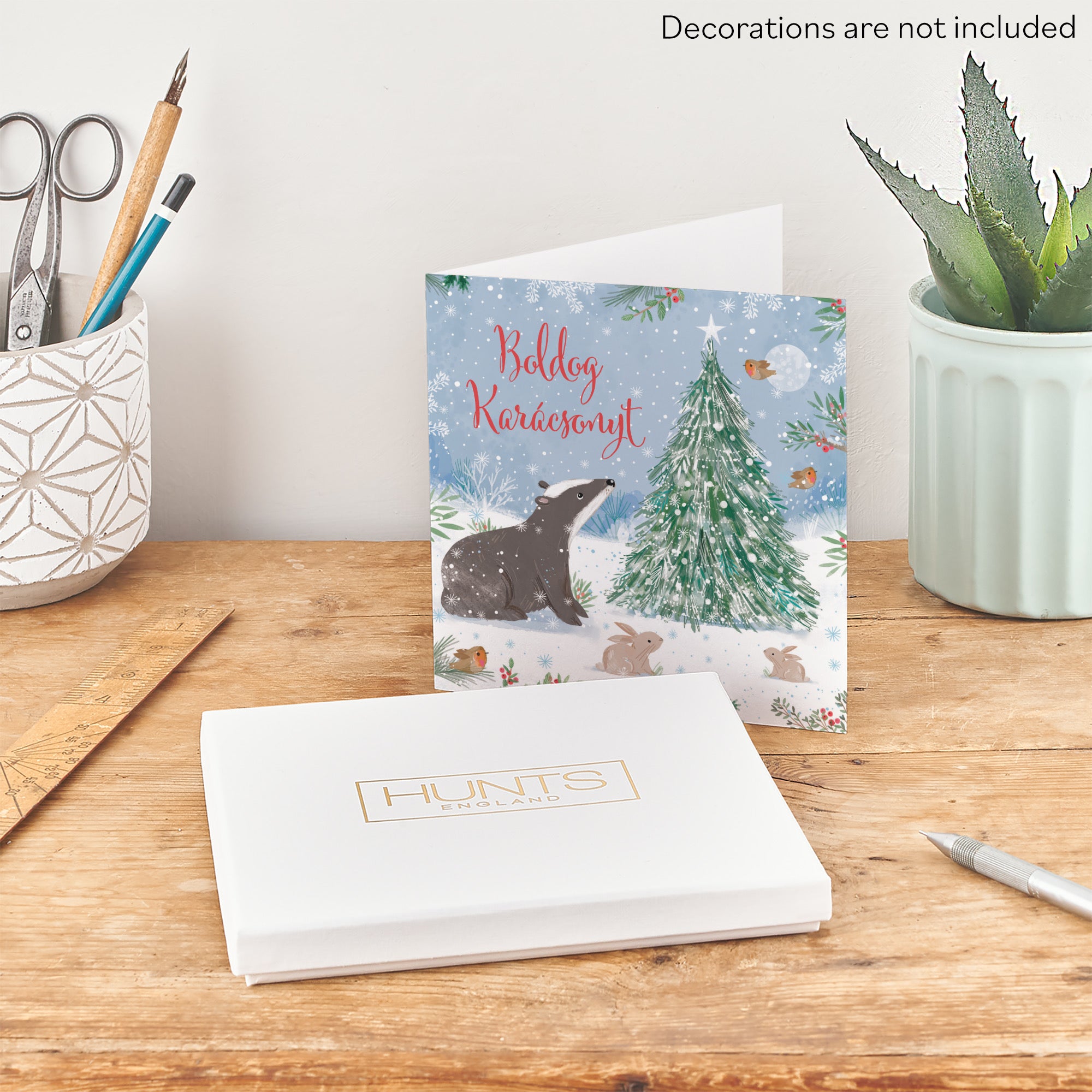 Boxed Badger Hungarian Language Christmas Card Nature's Treasures - Default Title (B0D5YKVZHZ)