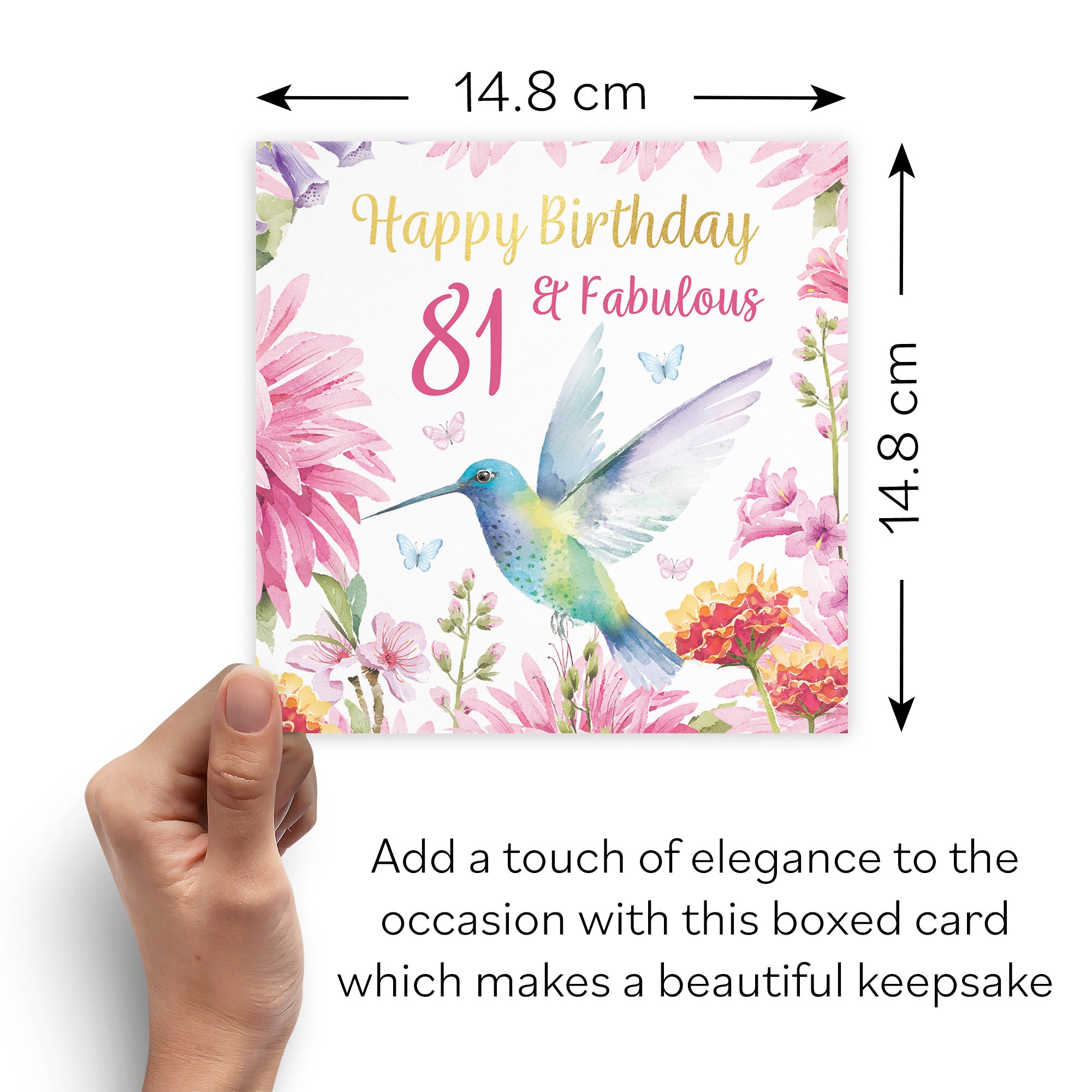 Boxed 81st Birthday Card Hummingbird Gold Foil Milo's Gallery - Default Title (B0D5YKVZPL)