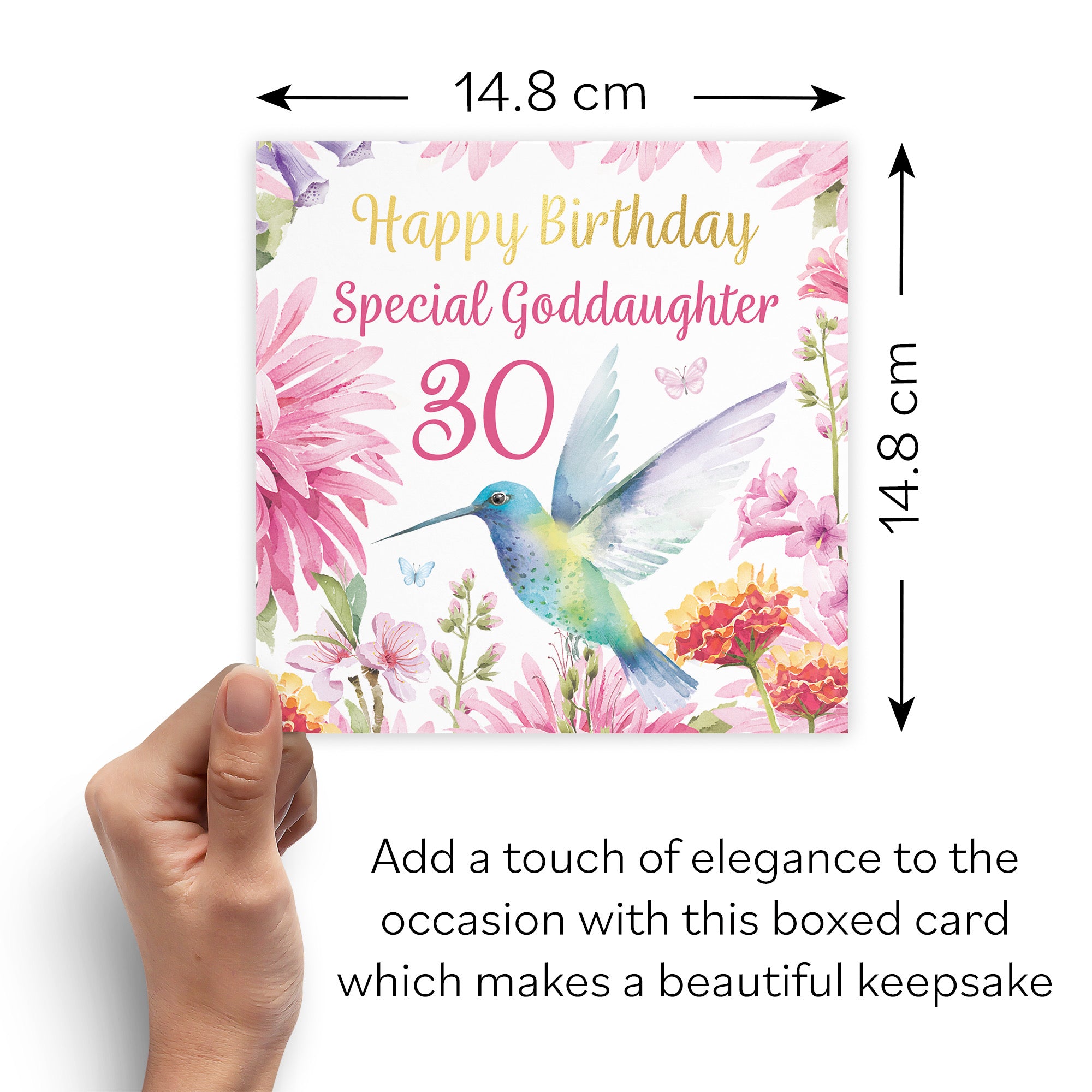 Boxed 30th Goddaughter Birthday Card Hummingbird Gold Foil Milo's Gallery - Default Title (B0D5YL3JL5)